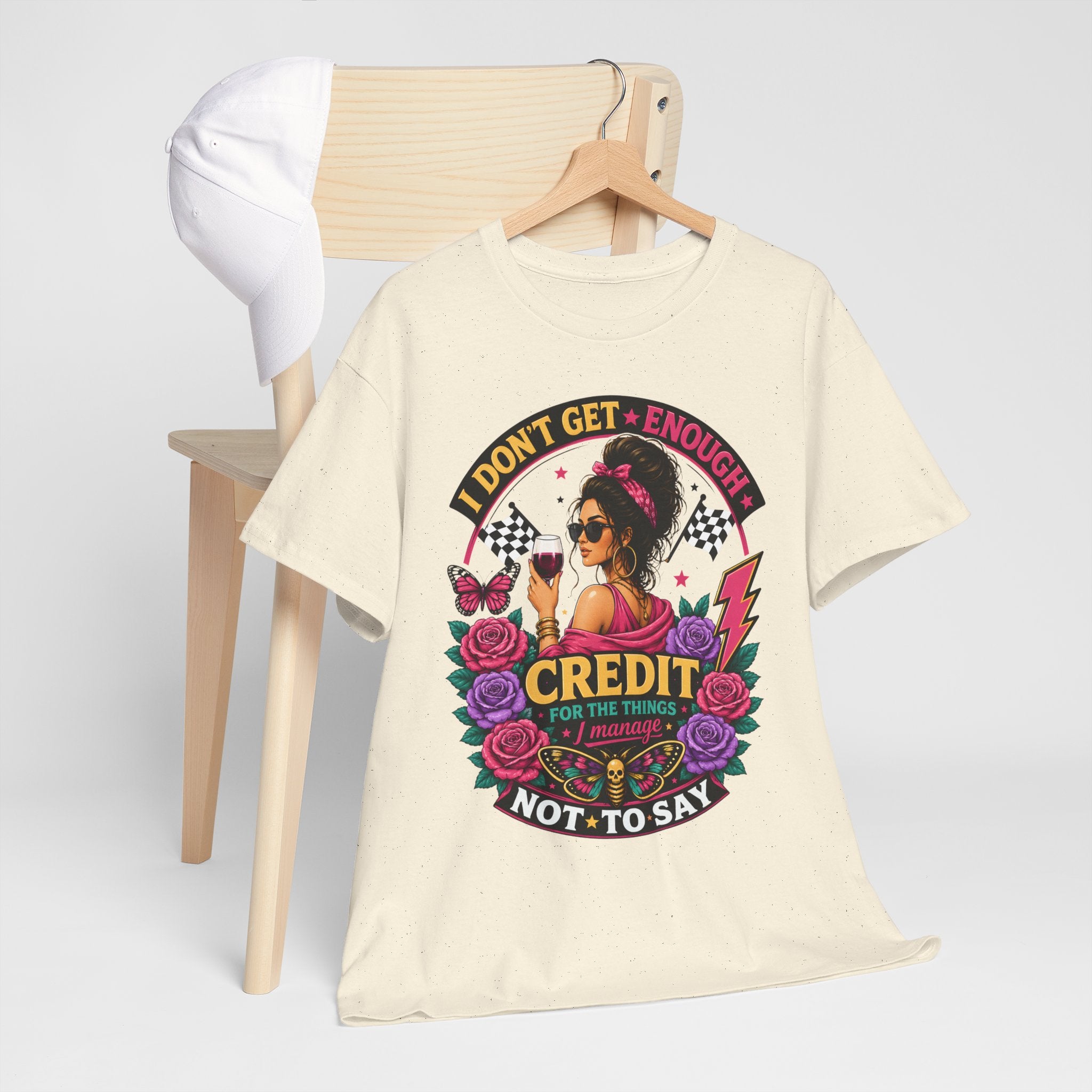 T-Shirt — "I Don’t Get Enough Credit for the Things I Manage" Retro Floral Graphic Tee