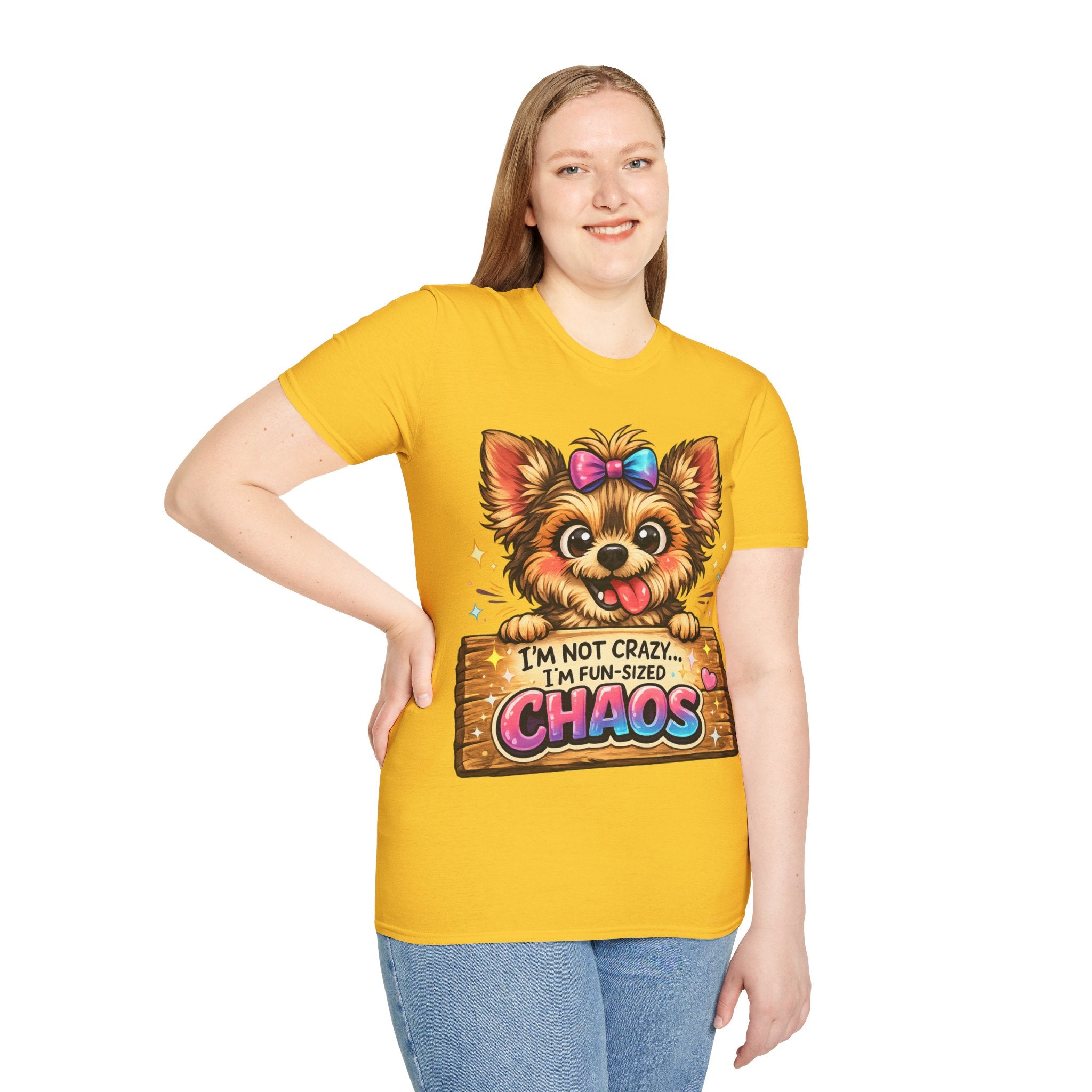 Fun-Sized Chaos Cute Dog T-Shirt — "I’m Not Crazy, I’m Fun-Sized Chaos"