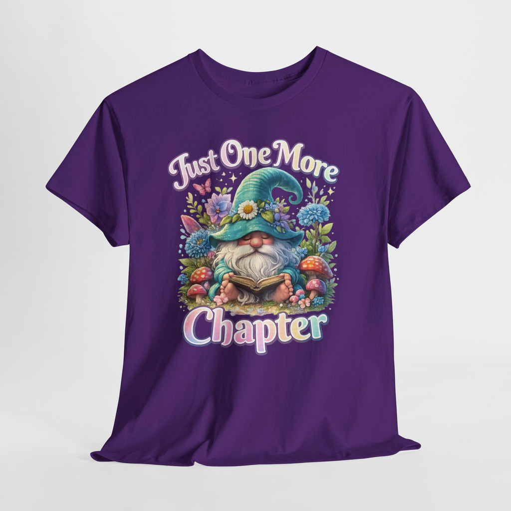 Just One More Chapter Shirt – Book Lover Gift, Cute Reading Gnome T-Shirt, Cozy Reader Tee, Bibliophile Gift, Teacher Gift