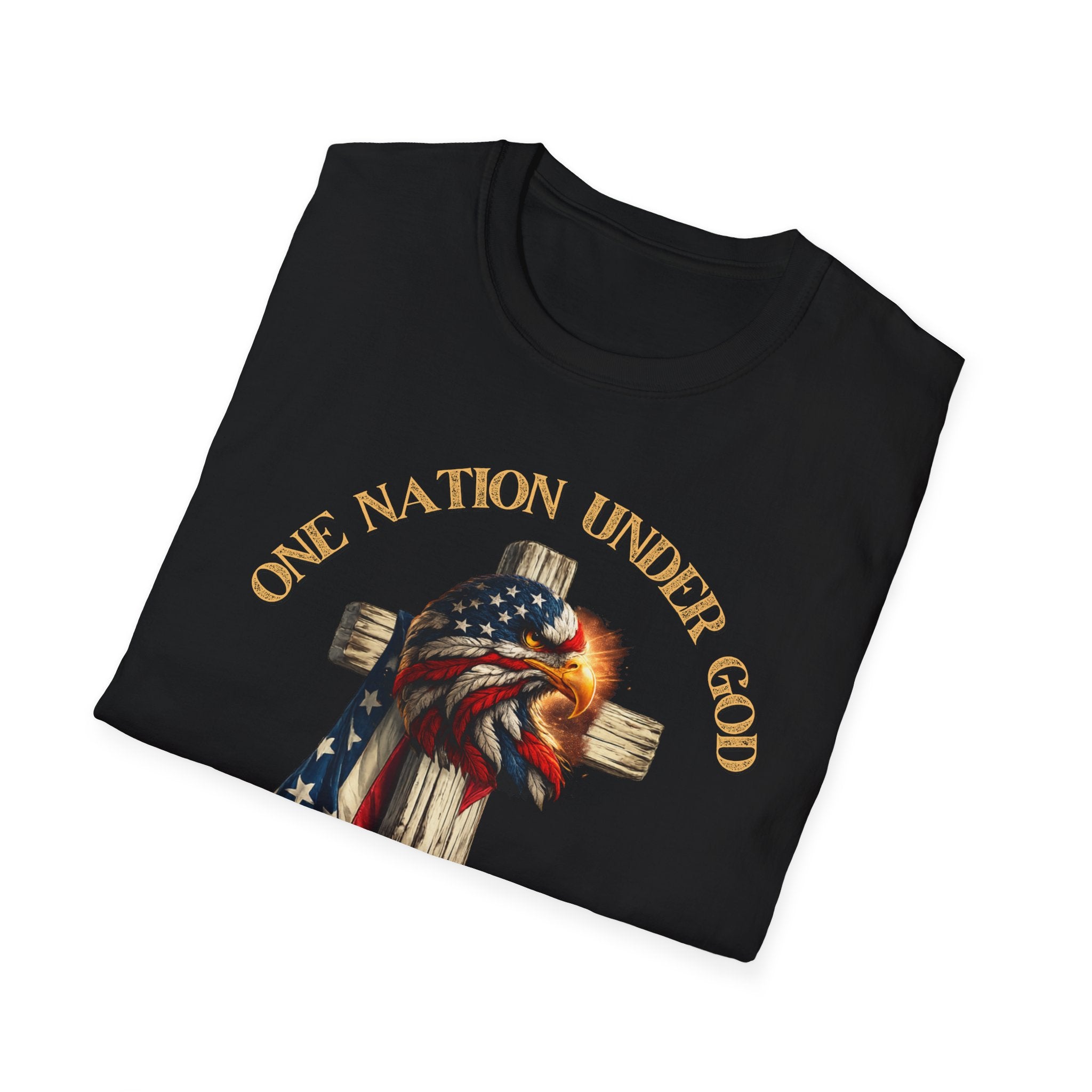 Patriotic Firefighter Flag T-Shirt — "One Nation Under God, Born Free"