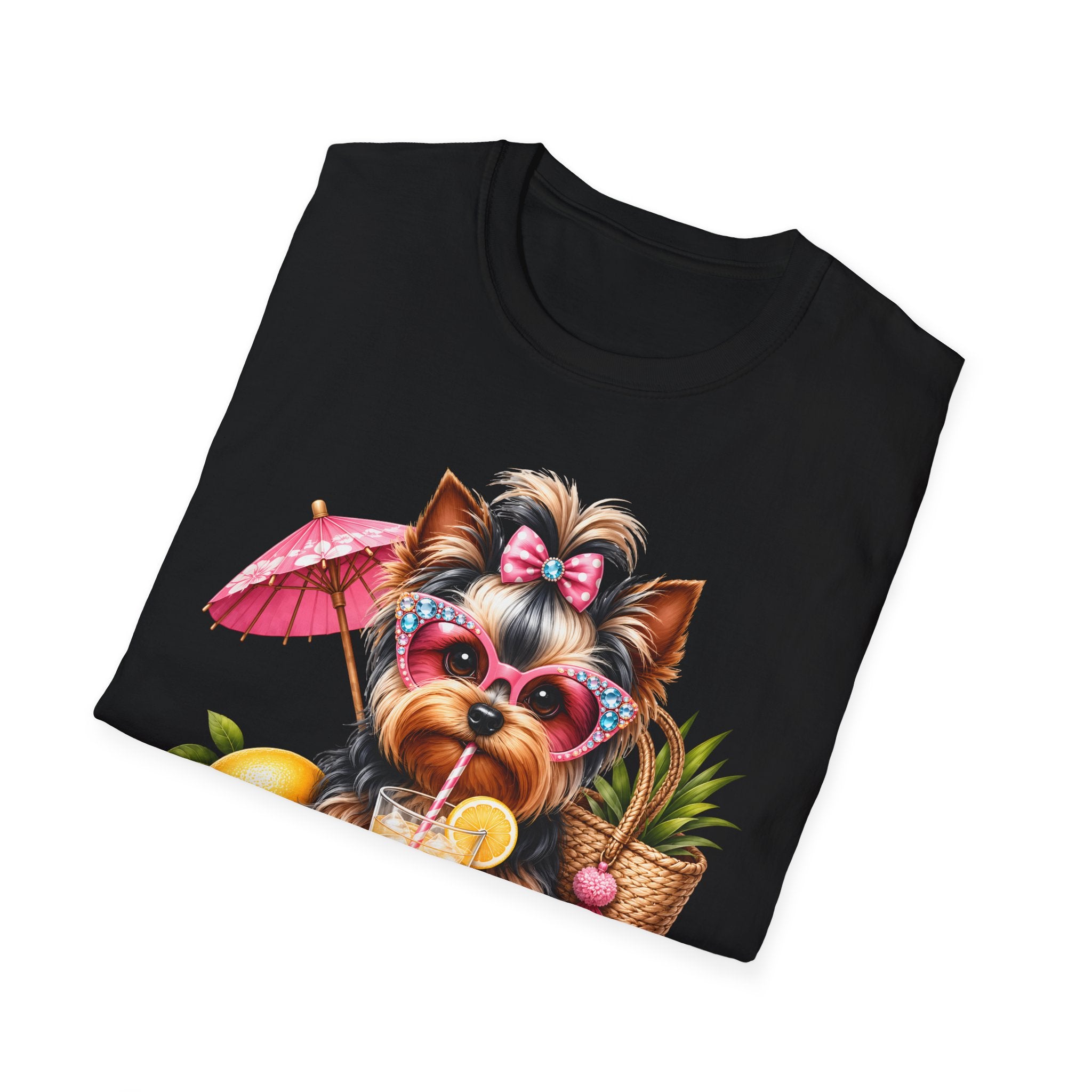 Yorkie Beach T-Shirt — "Beach Please" Cute Dog Summer Graphic Tee