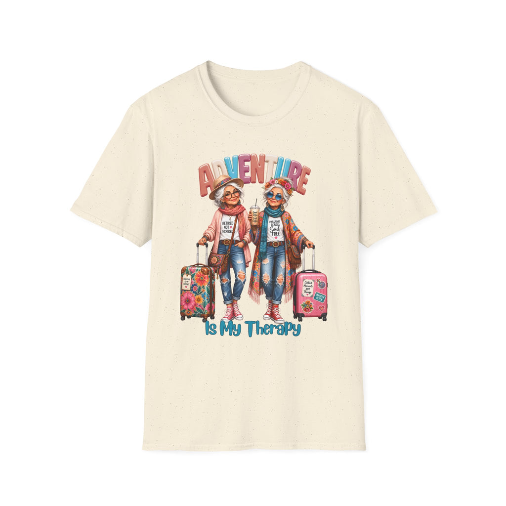 Adventure Is My Therapy T‑Shirt — Vintage Travel Grandma Graphic Tee
