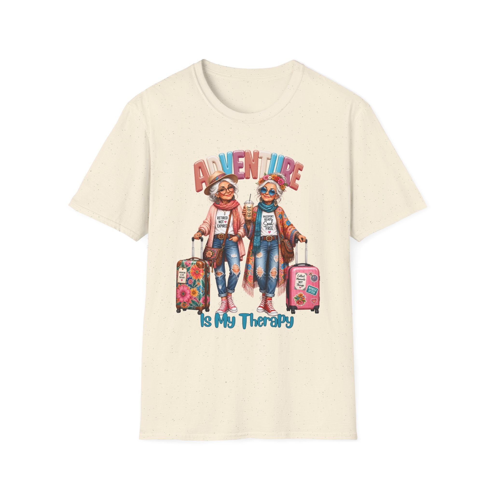 Adventure Is My Therapy T‑Shirt — Vintage Travel Grandma Graphic Tee