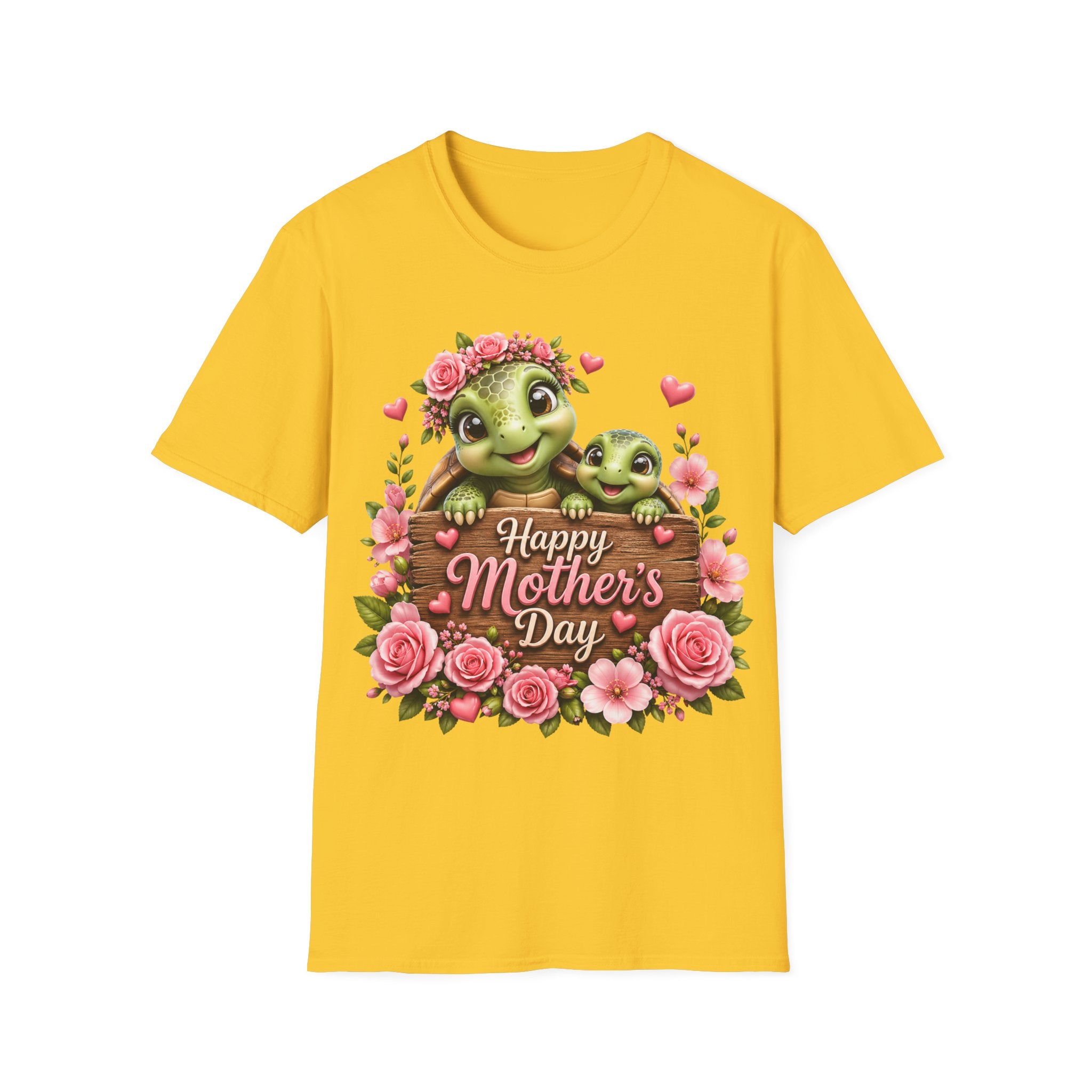 Mother’s Day Turtle T-Shirt — "Happy Mother’s Day" Floral Mom & Baby Design