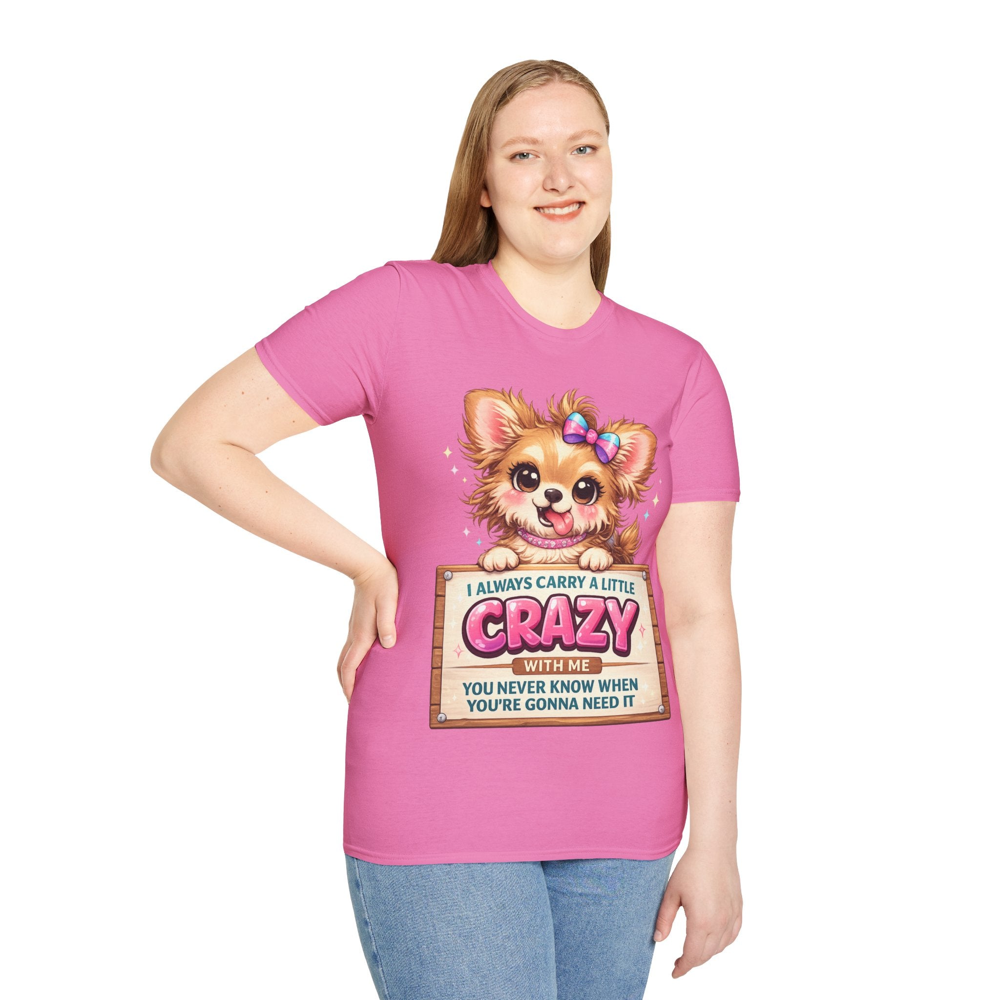 Funny Crazy Dog T-Shirt – Cute Chaos Shirt – Gift for Women Dog Lovers Unisex Softstyle T-Shirt