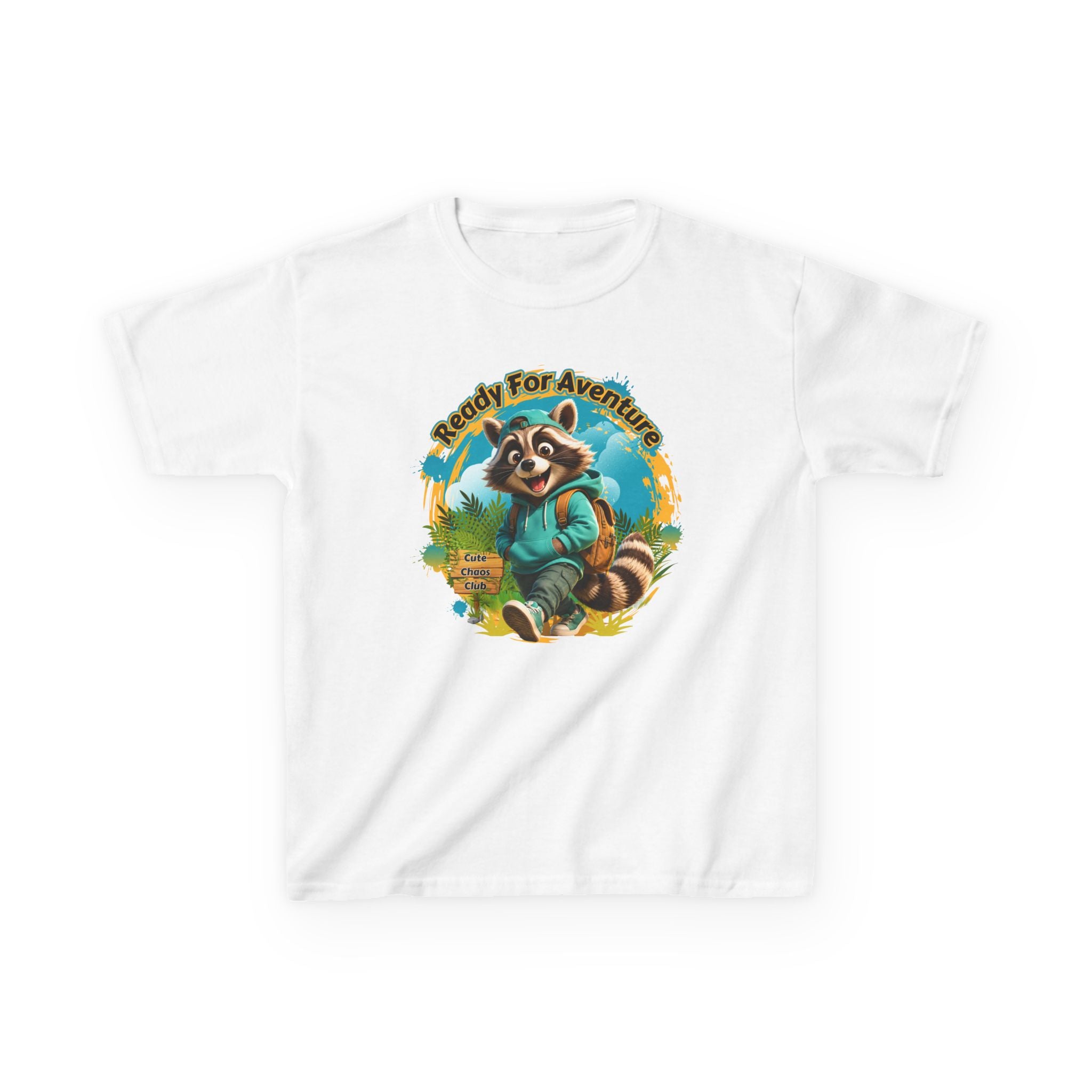 Kids Adventure Racoon T-Shirt — "Ready for Adventure" Cute Graphic Tee