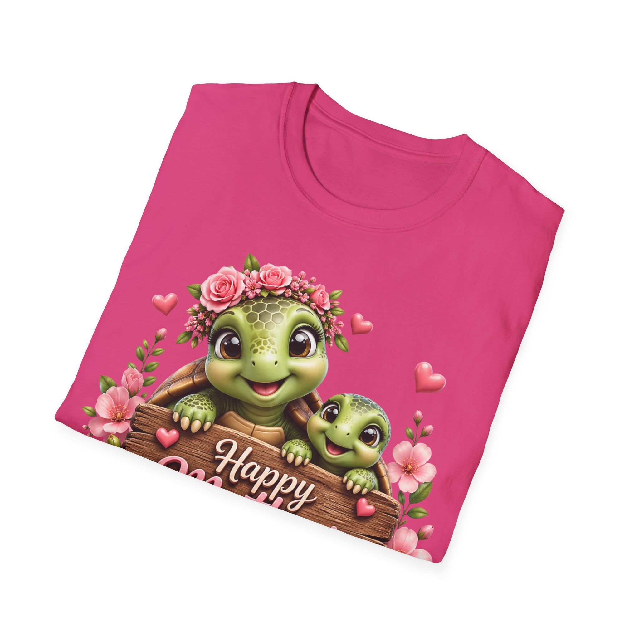 Mother’s Day Turtle T-Shirt — "Happy Mother’s Day" Floral Mom & Baby Design