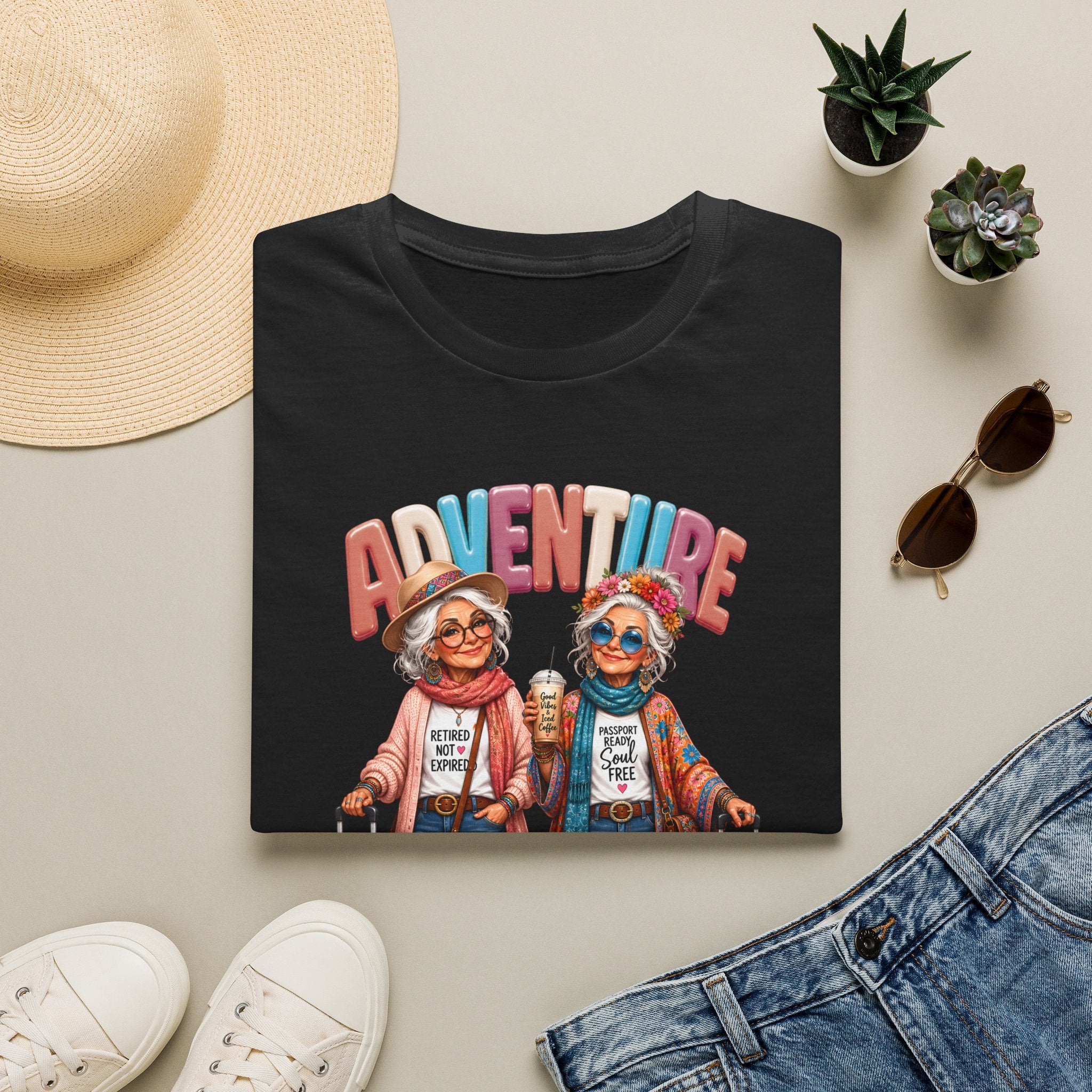 Adventure Is My Therapy T‑Shirt — Vintage Travel Grandma Graphic Tee