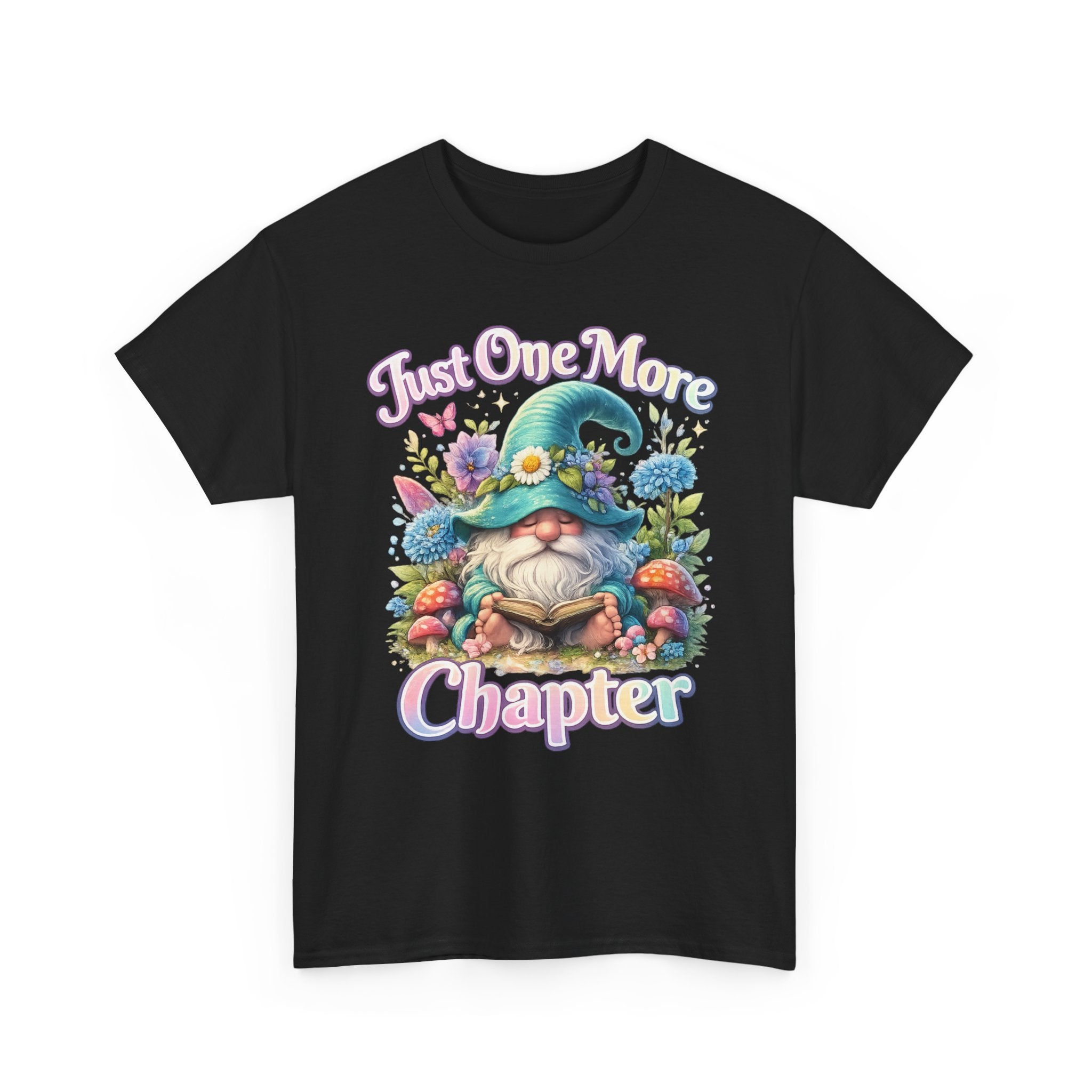 Just One More Chapter Shirt – Book Lover Gift, Cute Reading Gnome T-Shirt, Cozy Reader Tee, Bibliophile Gift, Teacher Gift