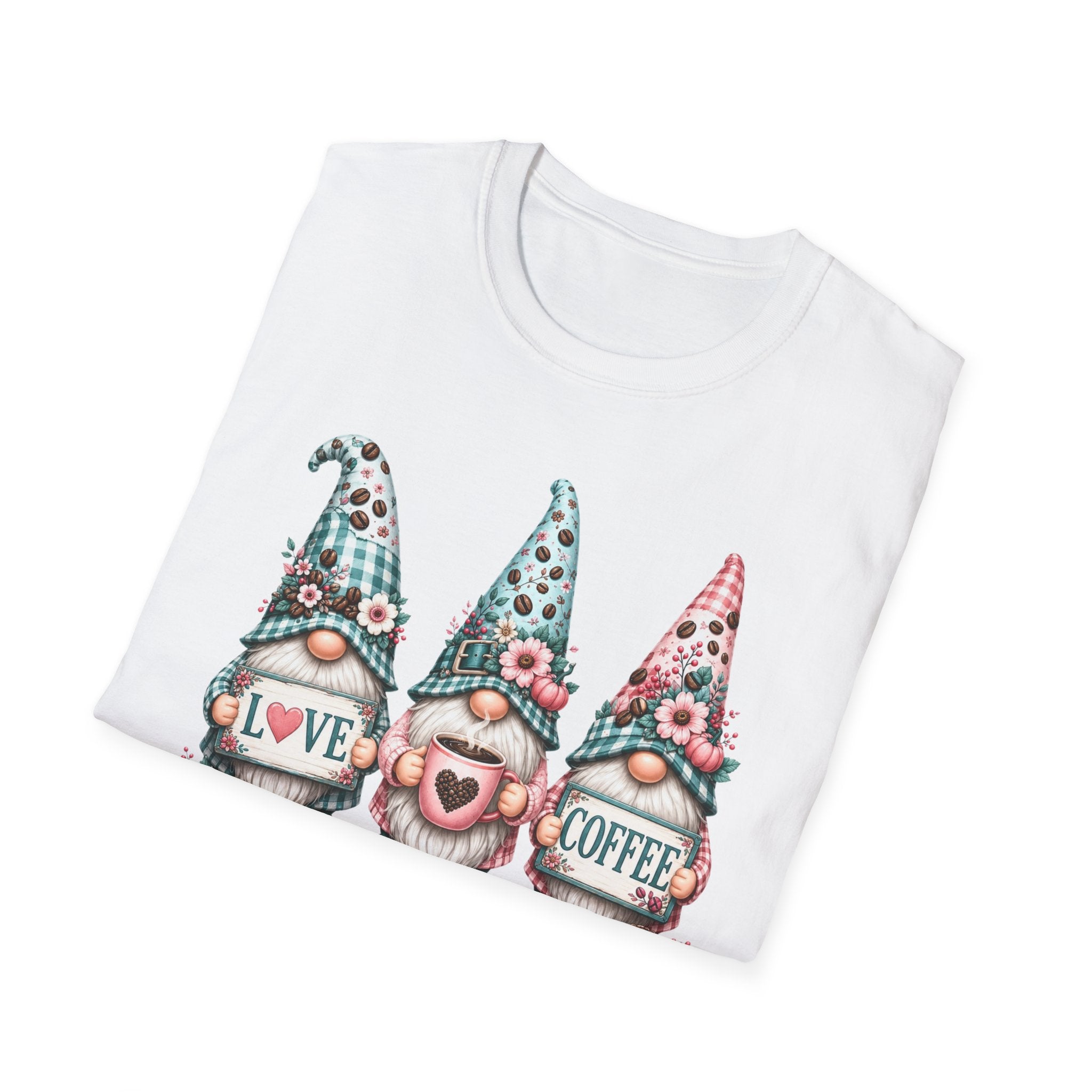 Coffee Love Gnomes T-Shirt — Cute Floral Gnome Coffee Tee