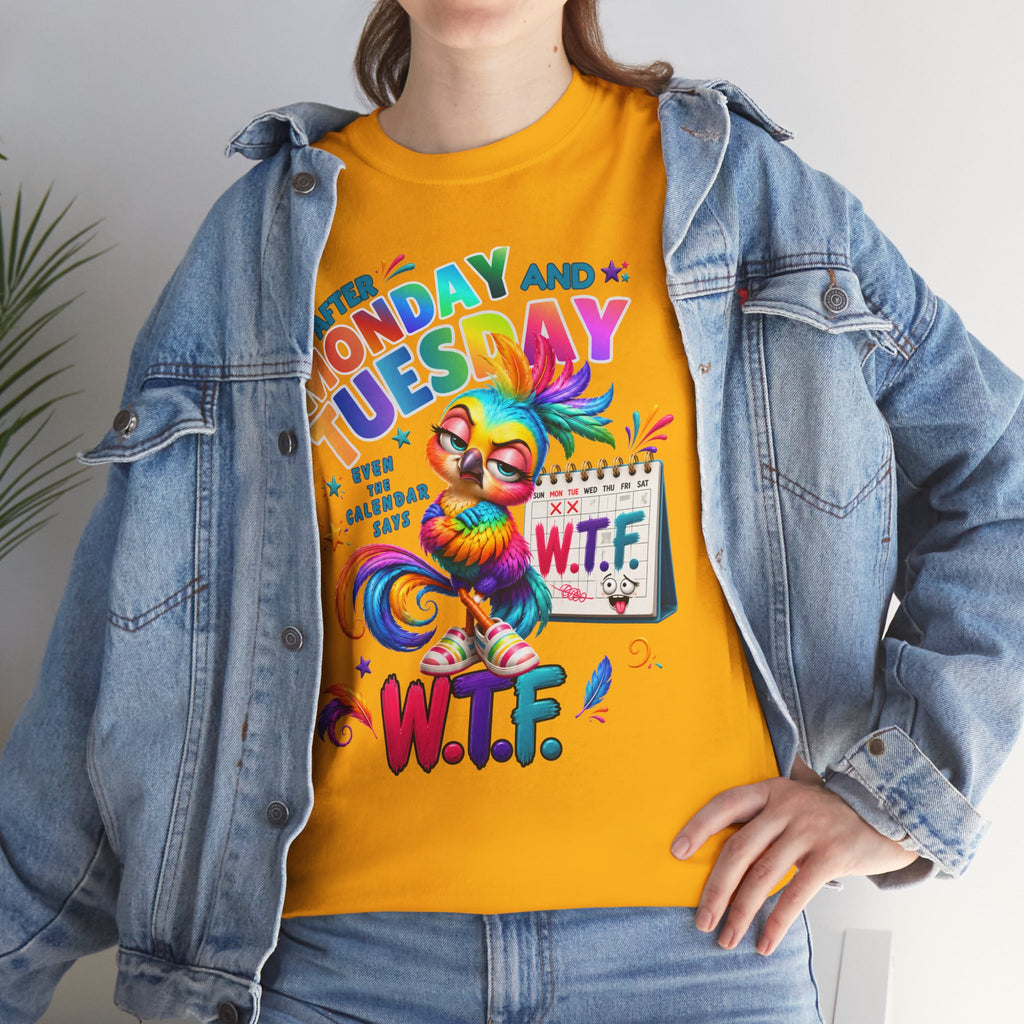 Monday and Tuesday WTF T‑Shirt — Funny Rainbow Sloth Graphic Tee