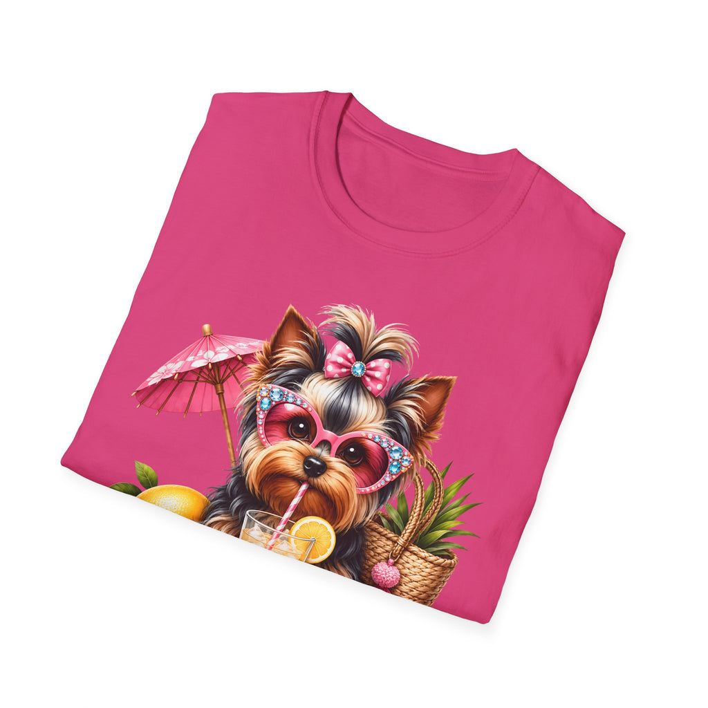 Yorkie Beach T-Shirt — "Beach Please" Cute Dog Summer Graphic Tee