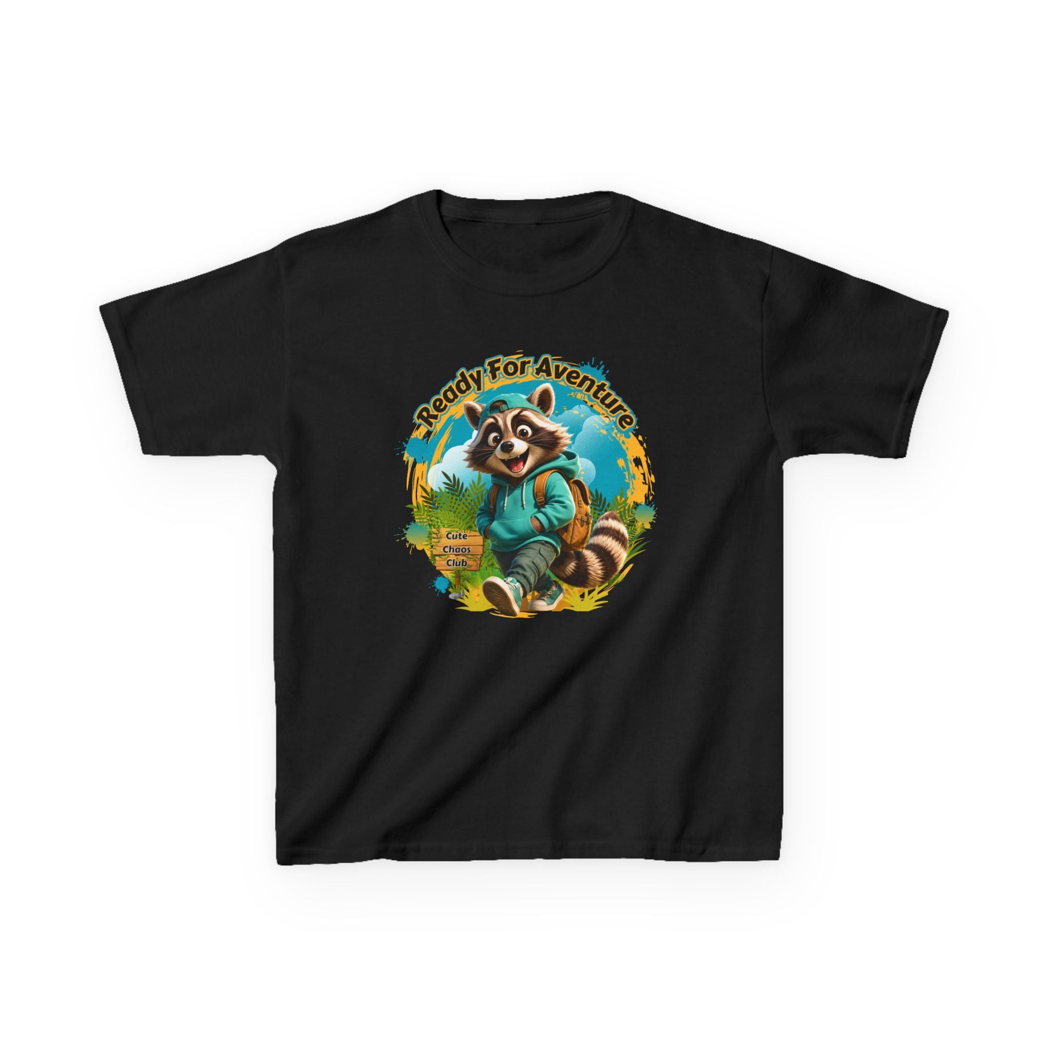 Kids Adventure Racoon T-Shirt — "Ready for Adventure" Cute Graphic Tee