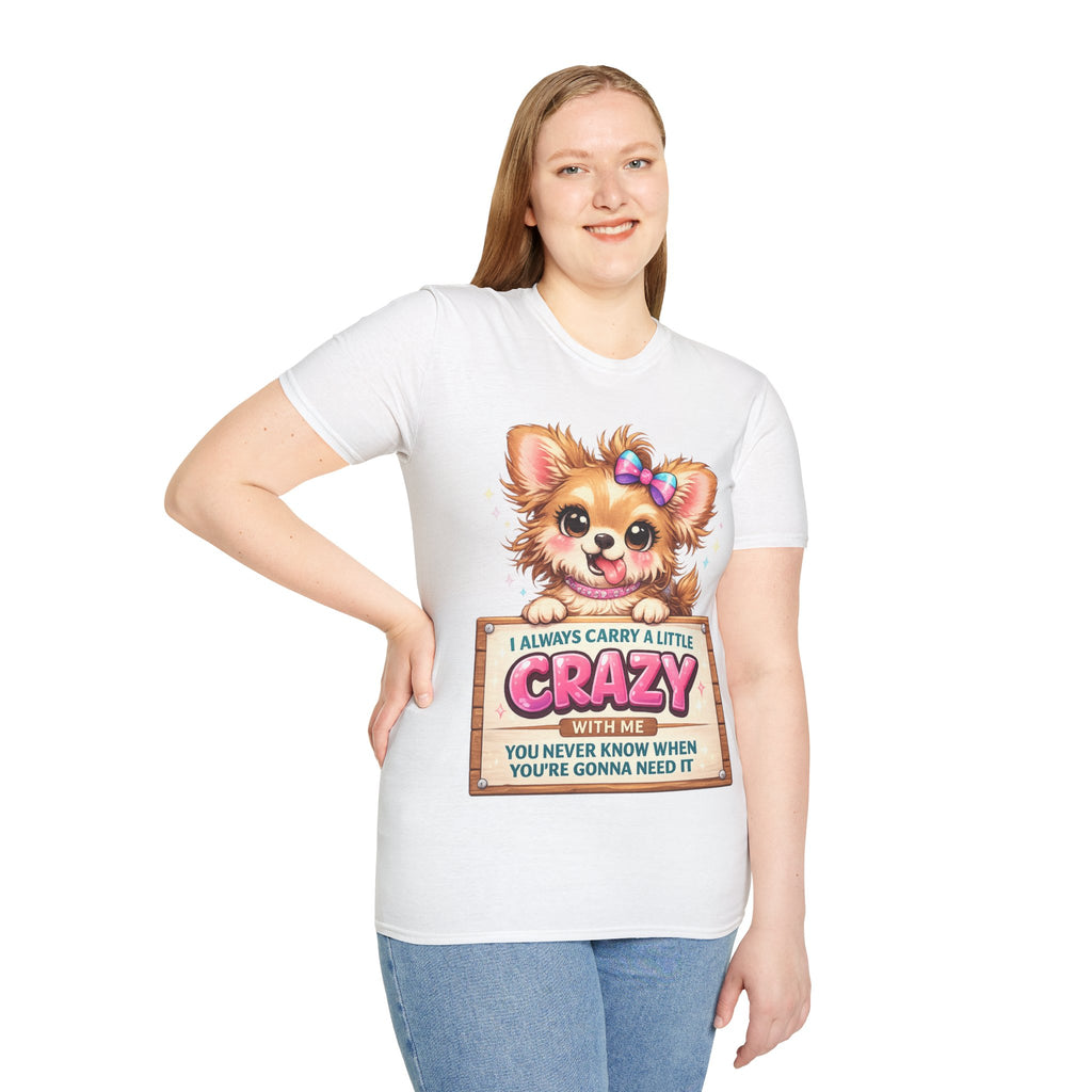 Funny Crazy Dog T-Shirt – Cute Chaos Shirt – Gift for Women Dog Lovers Unisex Softstyle T-Shirt