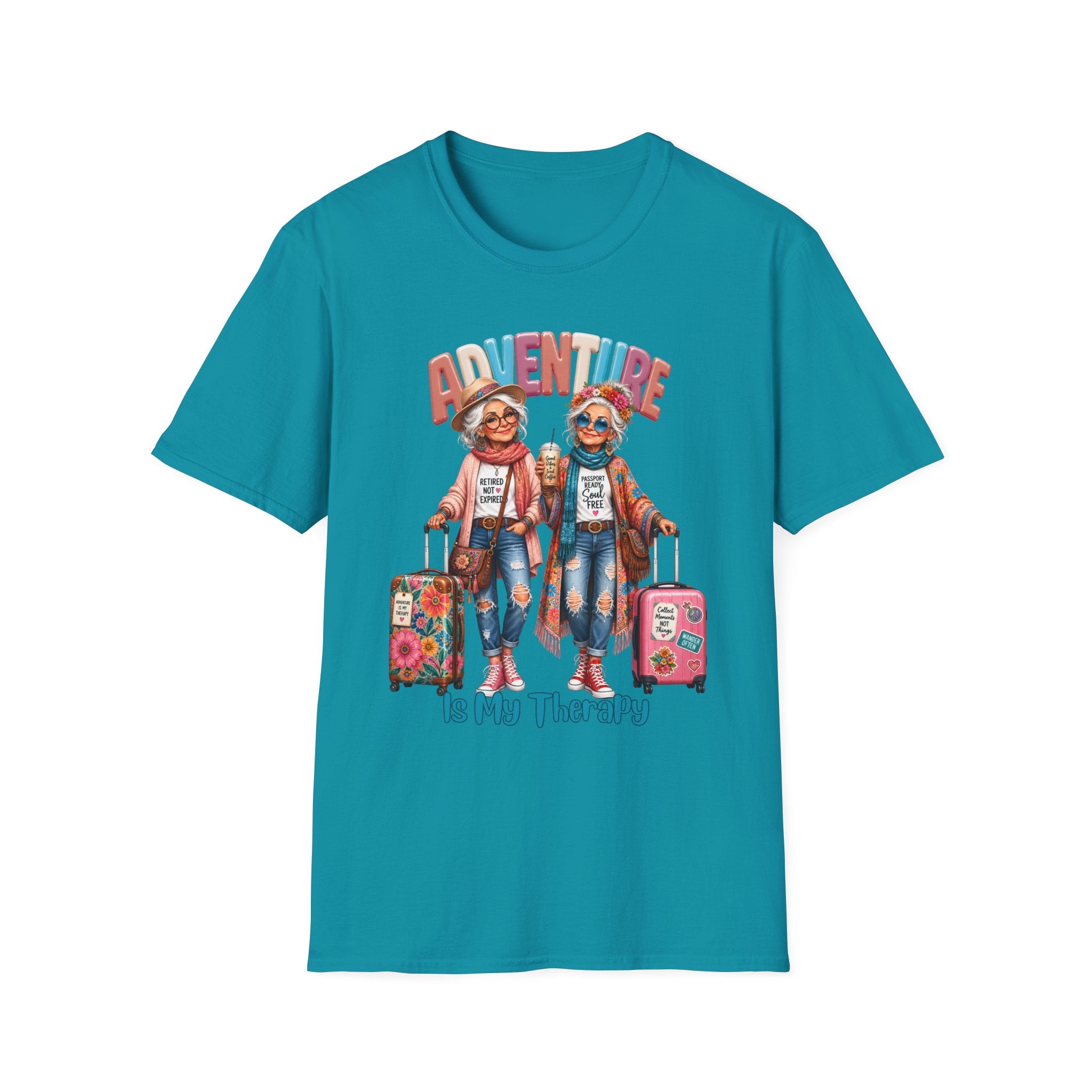 Adventure Is My Therapy T‑Shirt — Vintage Travel Grandma Graphic Tee