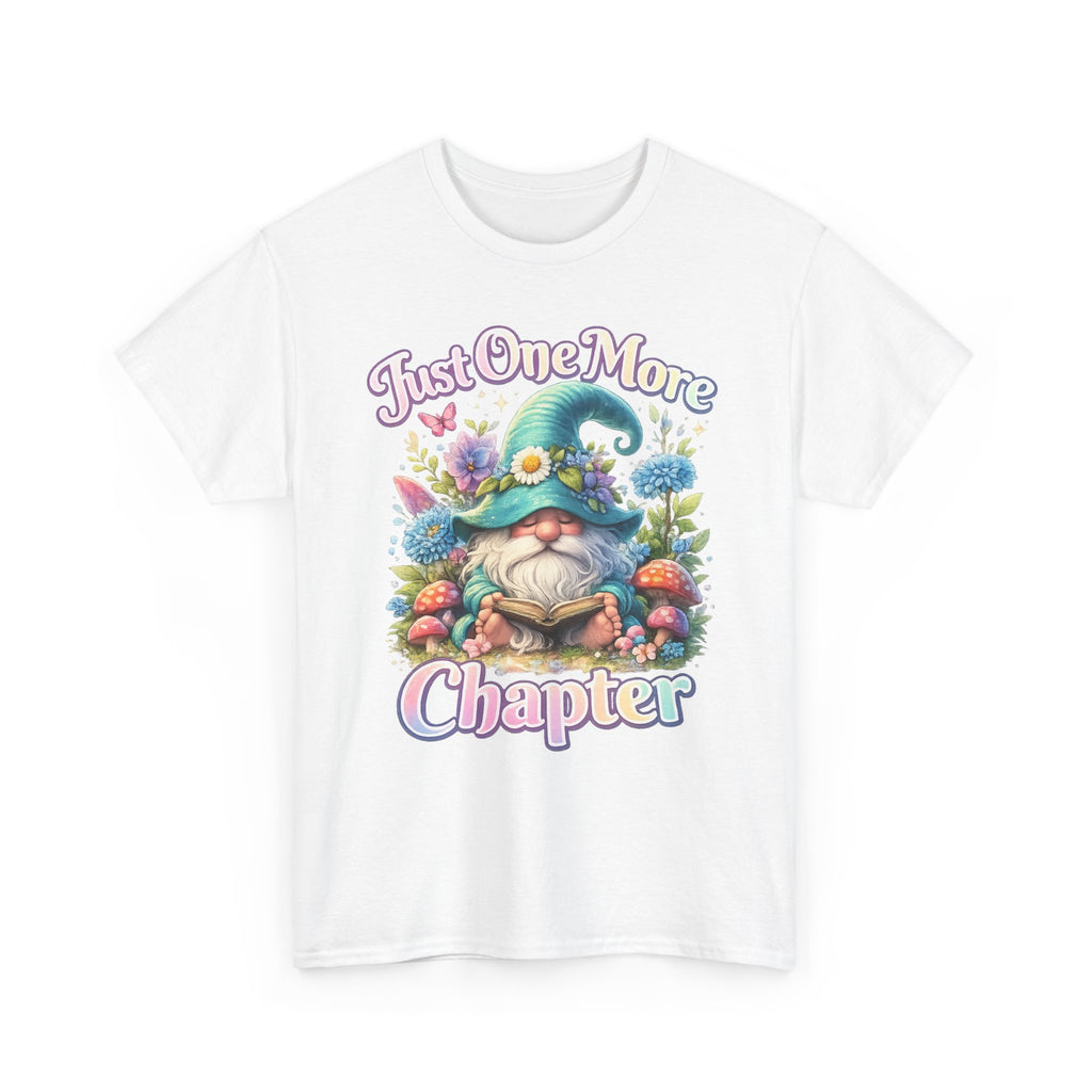 Just One More Chapter Shirt – Book Lover Gift, Cute Reading Gnome T-Shirt, Cozy Reader Tee, Bibliophile Gift, Teacher Gift