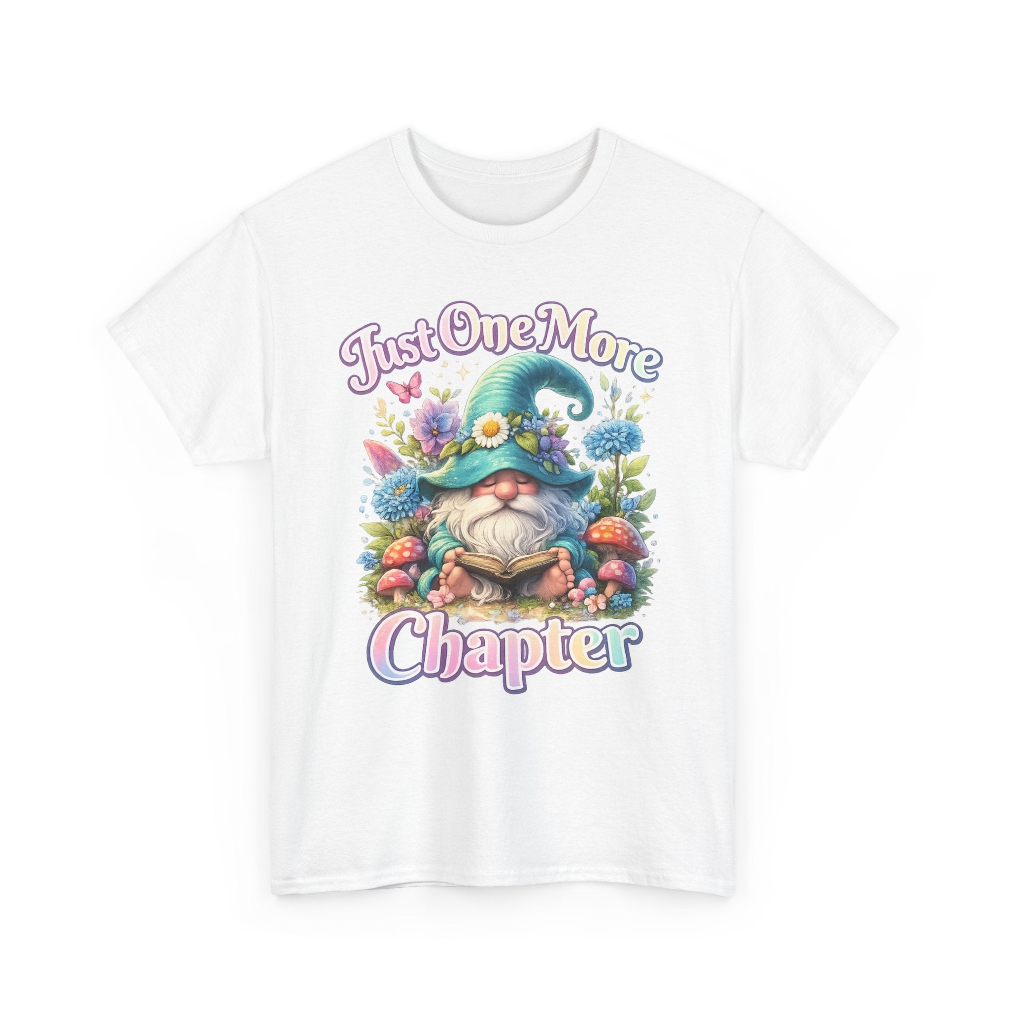 Just One More Chapter Shirt – Book Lover Gift, Cute Reading Gnome T-Shirt, Cozy Reader Tee, Bibliophile Gift, Teacher Gift