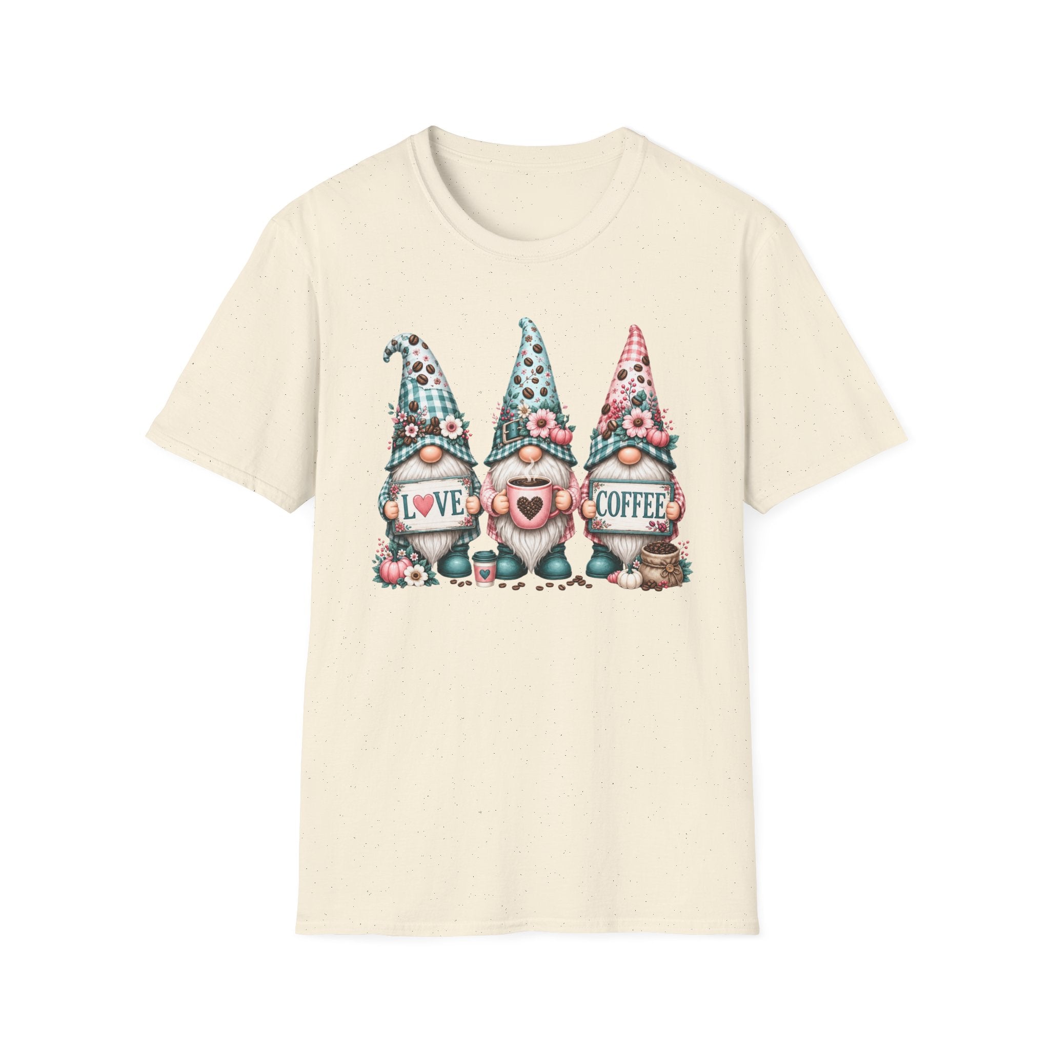Coffee Love Gnomes T-Shirt — Cute Floral Gnome Coffee Tee