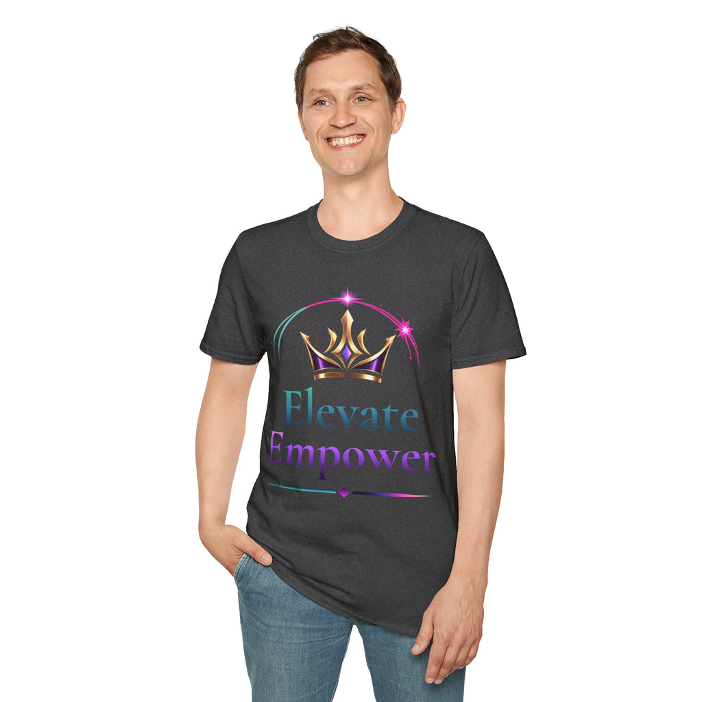 Motivational Crown T-Shirt – Elevate Empower Graphic Tee, Inspirational Shirt, Confidence Apparel, Minimalist Streetwear
