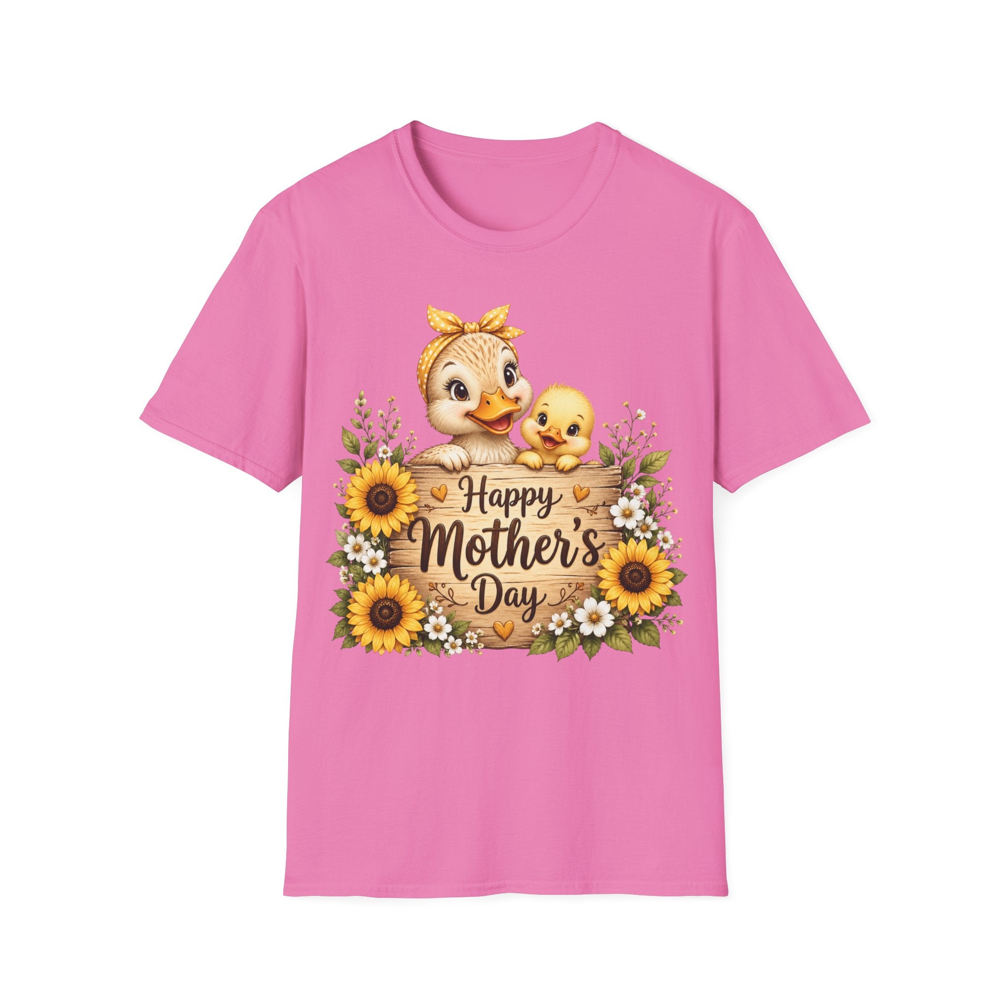 Mother’s Day Duck Mom T-Shirt — "Happy Mother’s Day" Sunflower Design