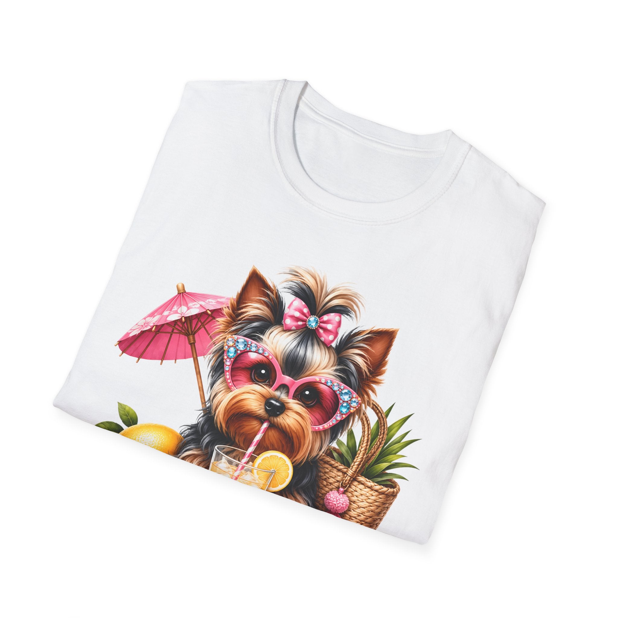 Yorkie Beach T-Shirt — "Beach Please" Cute Dog Summer Graphic Tee