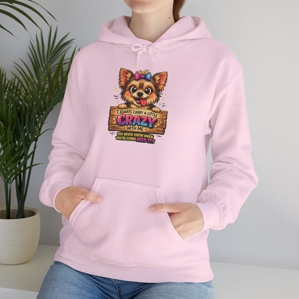 Dog Mom Hoodie — "Crazy Dog Lady" Cute Yorkie Graphic Pullover