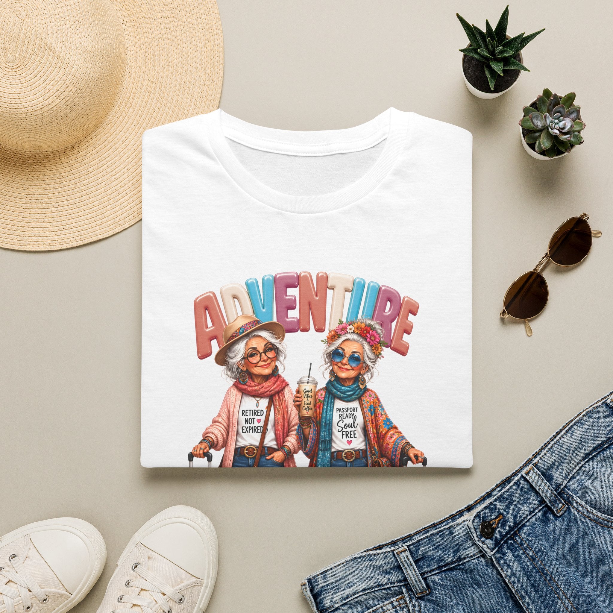 Adventure Is My Therapy T‑Shirt — Vintage Travel Grandma Graphic Tee