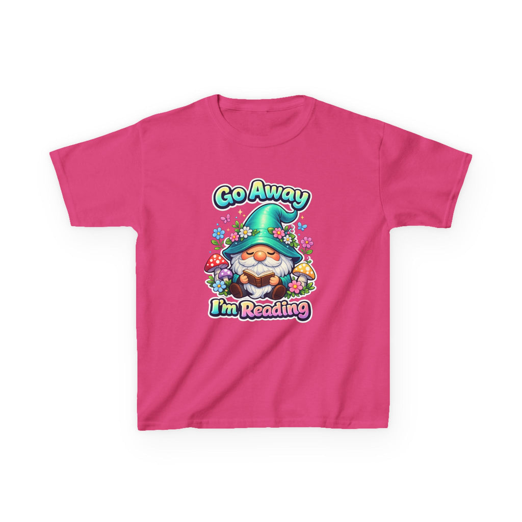 Kids Tee — "Go Away I'm Reading" Gnome Reading Shirt