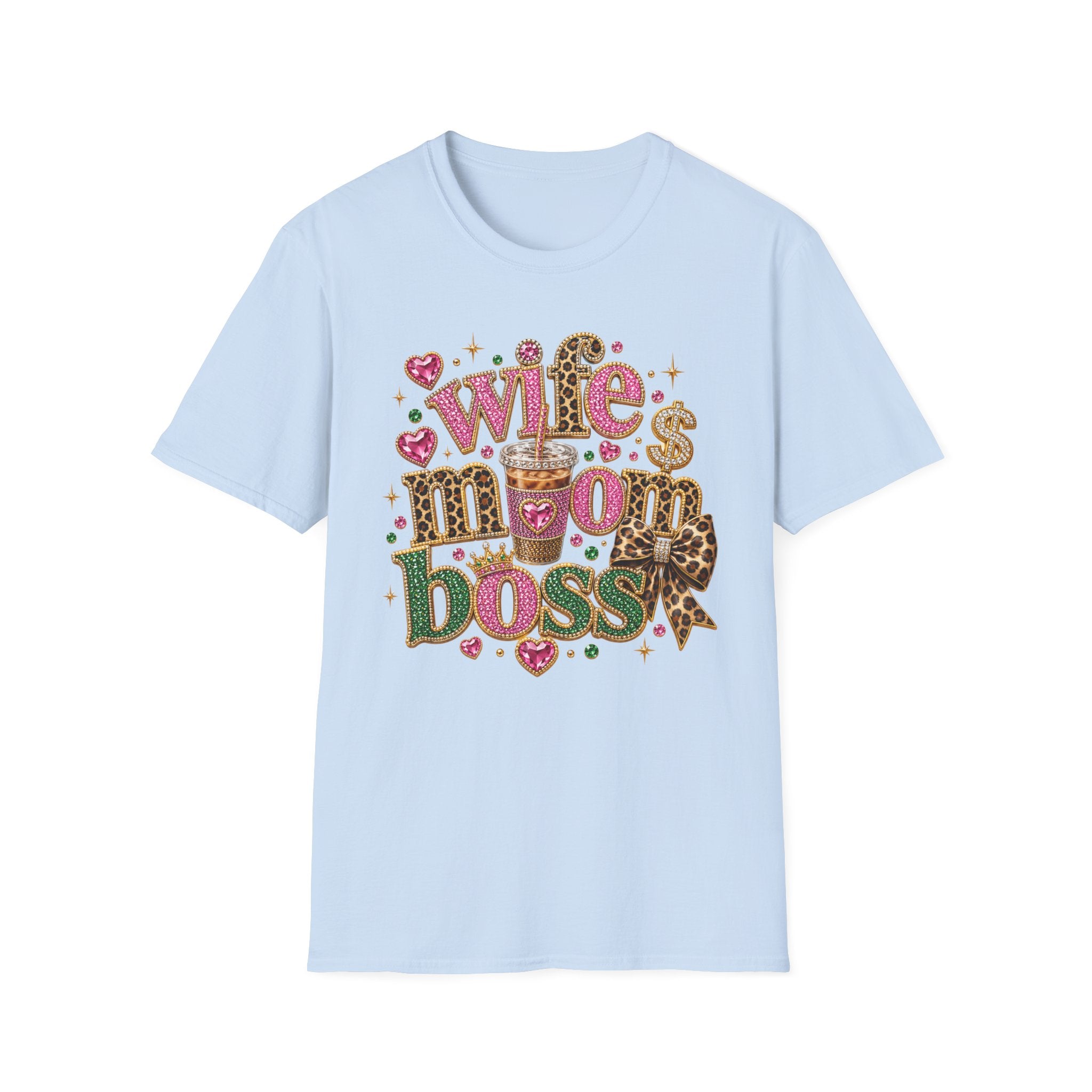 Wife Mom Boss Graphic T-Shirt — Leopard & Glitter Mom Life Tee