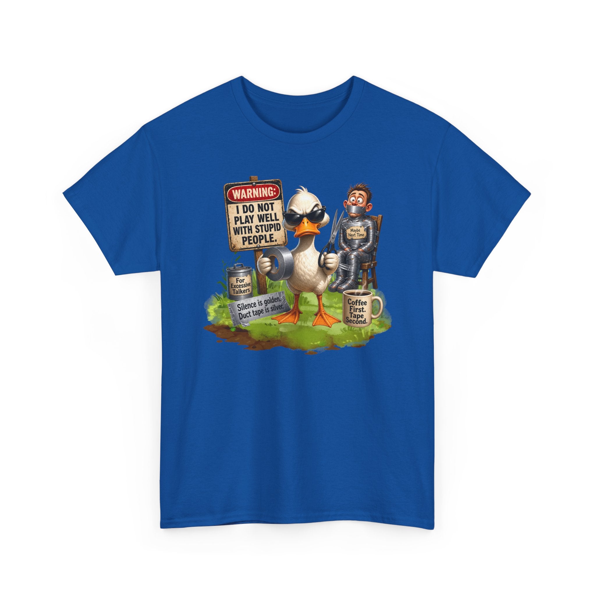 Duck with Attitude T-Shirt – "Warning: I Do Not Play Well With Stupid People" Graphic Tee