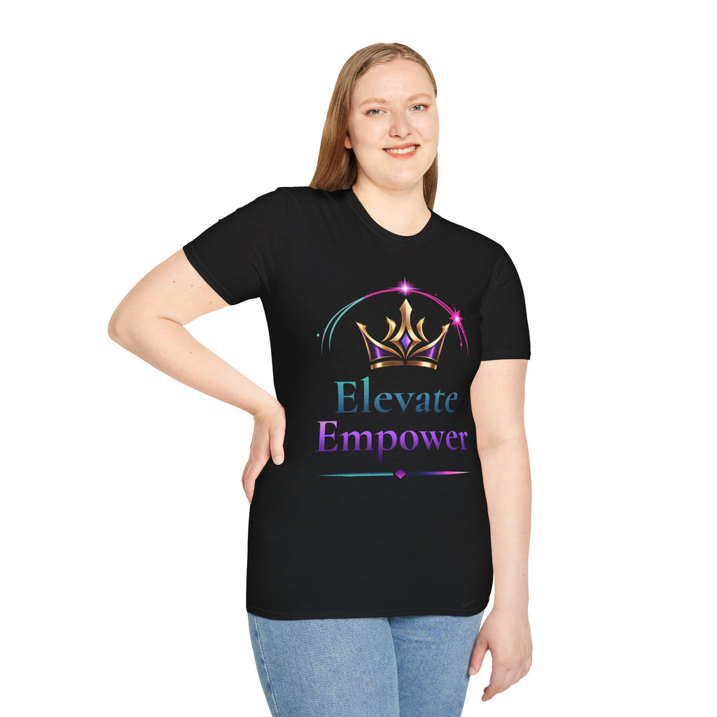Motivational Crown T-Shirt – Elevate Empower Graphic Tee, Inspirational Shirt, Confidence Apparel, Minimalist Streetwear