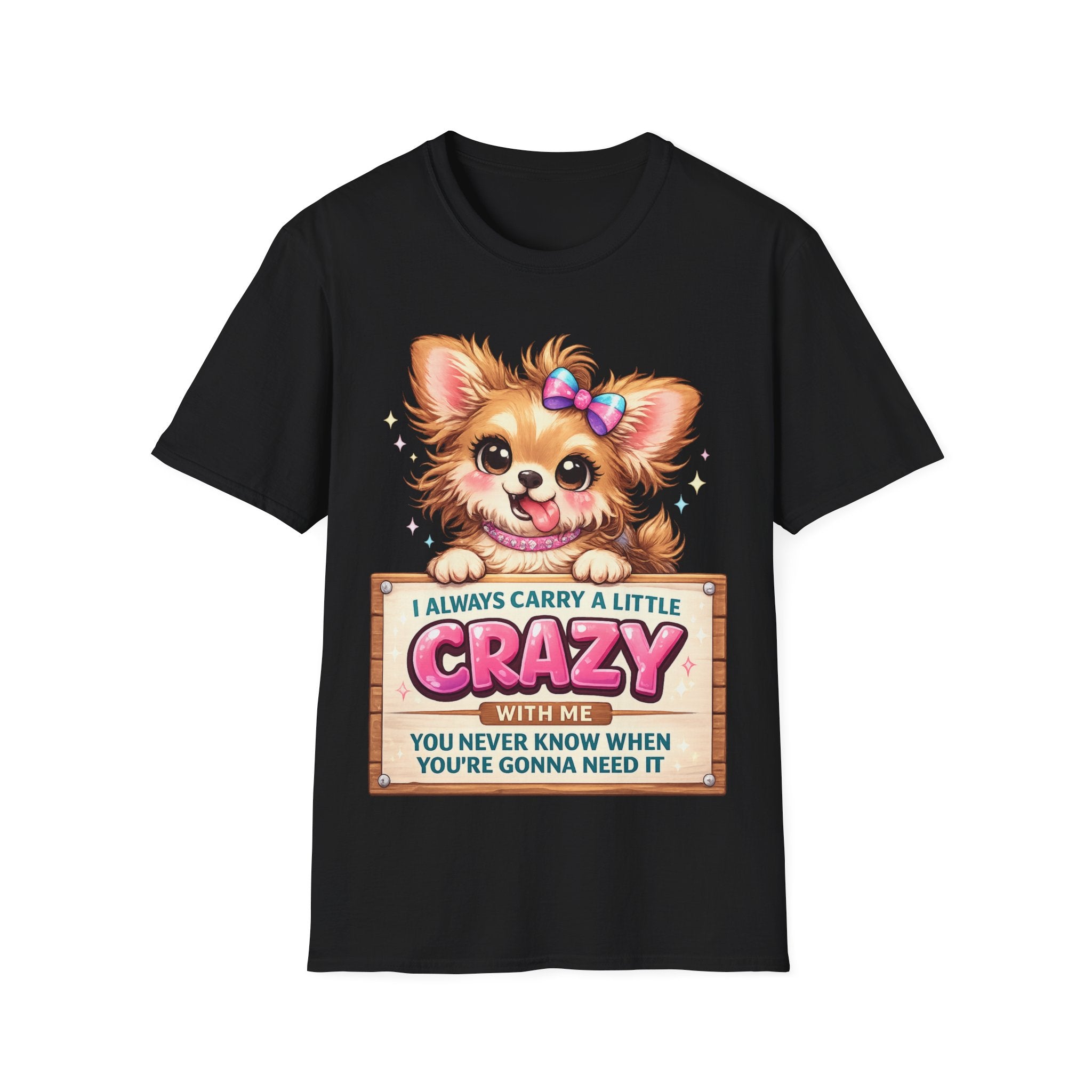 Funny Crazy Dog T-Shirt – Cute Chaos Shirt – Gift for Women Dog Lovers Unisex Softstyle T-Shirt