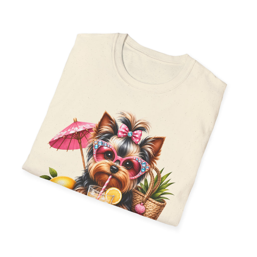 Yorkie Beach T-Shirt — "Beach Please" Cute Dog Summer Graphic Tee