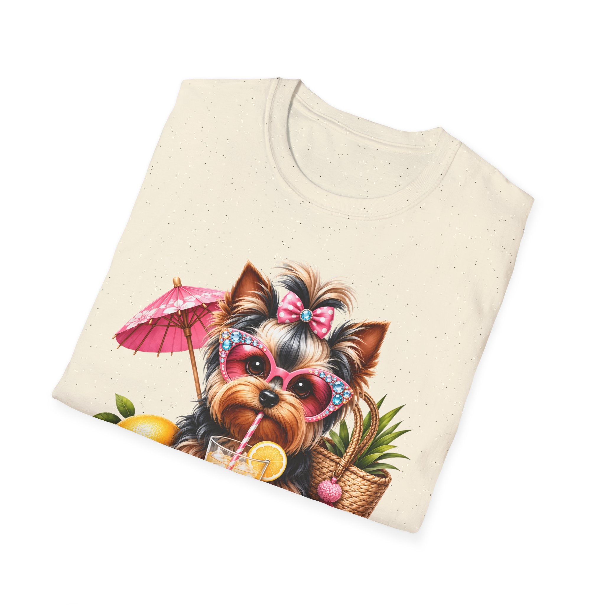 Yorkie Beach T-Shirt — "Beach Please" Cute Dog Summer Graphic Tee