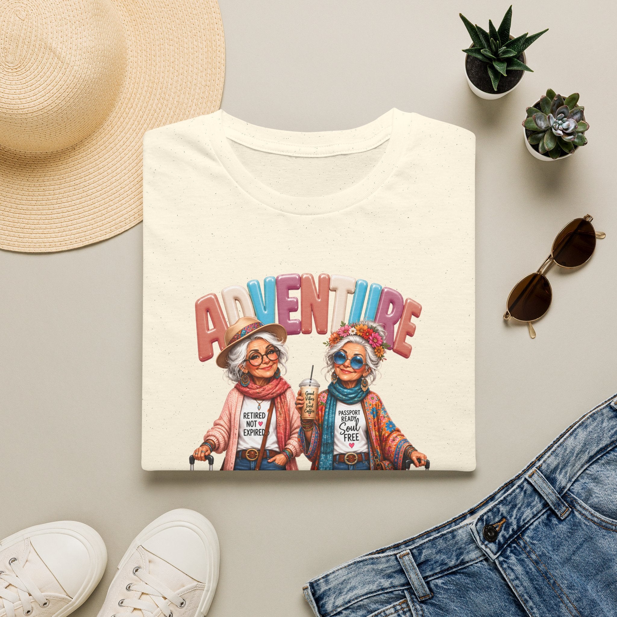 Adventure Is My Therapy T‑Shirt — Vintage Travel Grandma Graphic Tee