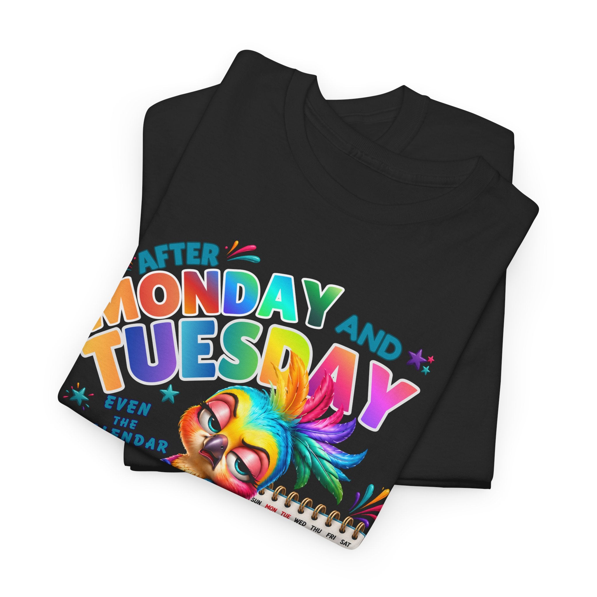 Monday and Tuesday WTF T-Shirt – Funny Colorful Rooster Graphic Tee