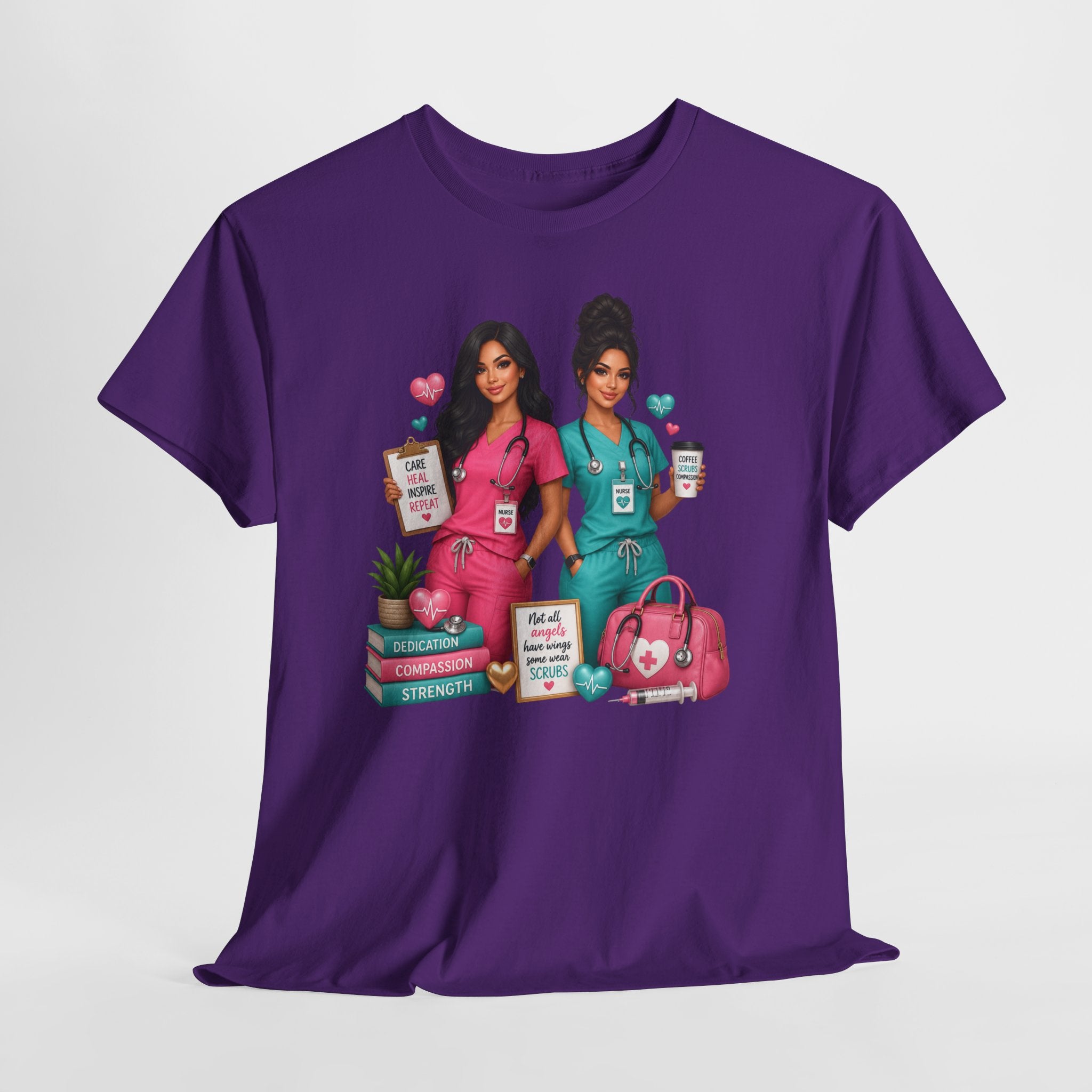 Nurse Besties Graphic Tee — Cute Scrub Nurses Illustration