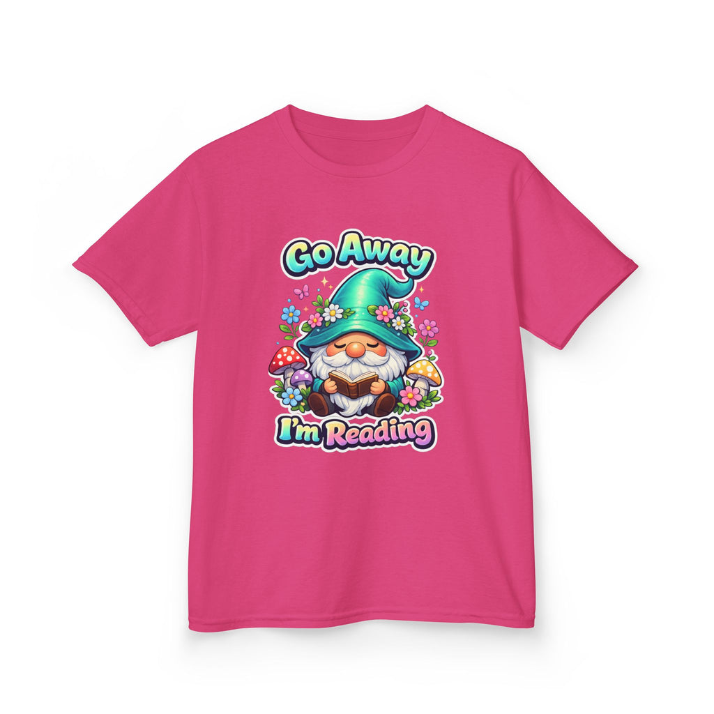 Kids Tee — "Go Away I'm Reading" Gnome Reading Shirt