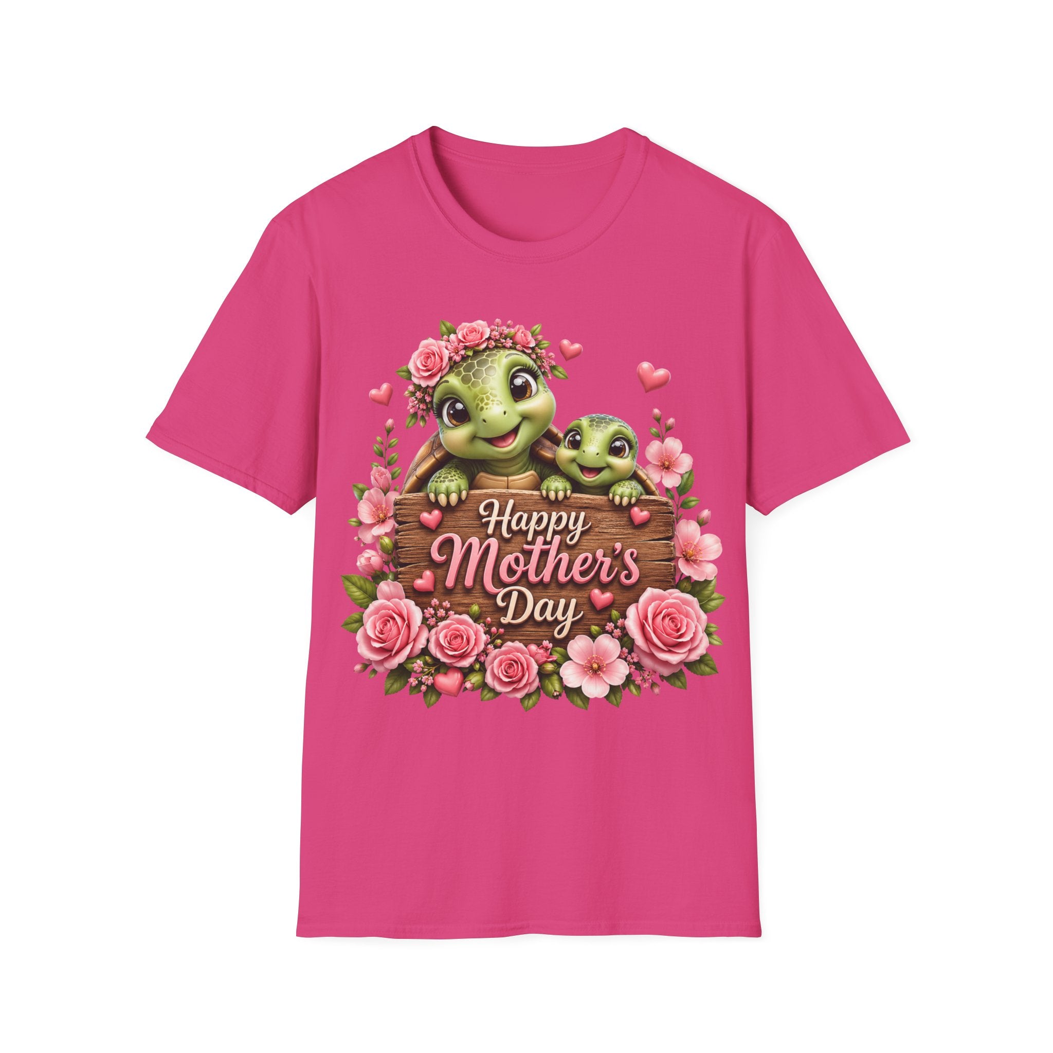 Mother’s Day Turtle T-Shirt — "Happy Mother’s Day" Floral Mom & Baby Design