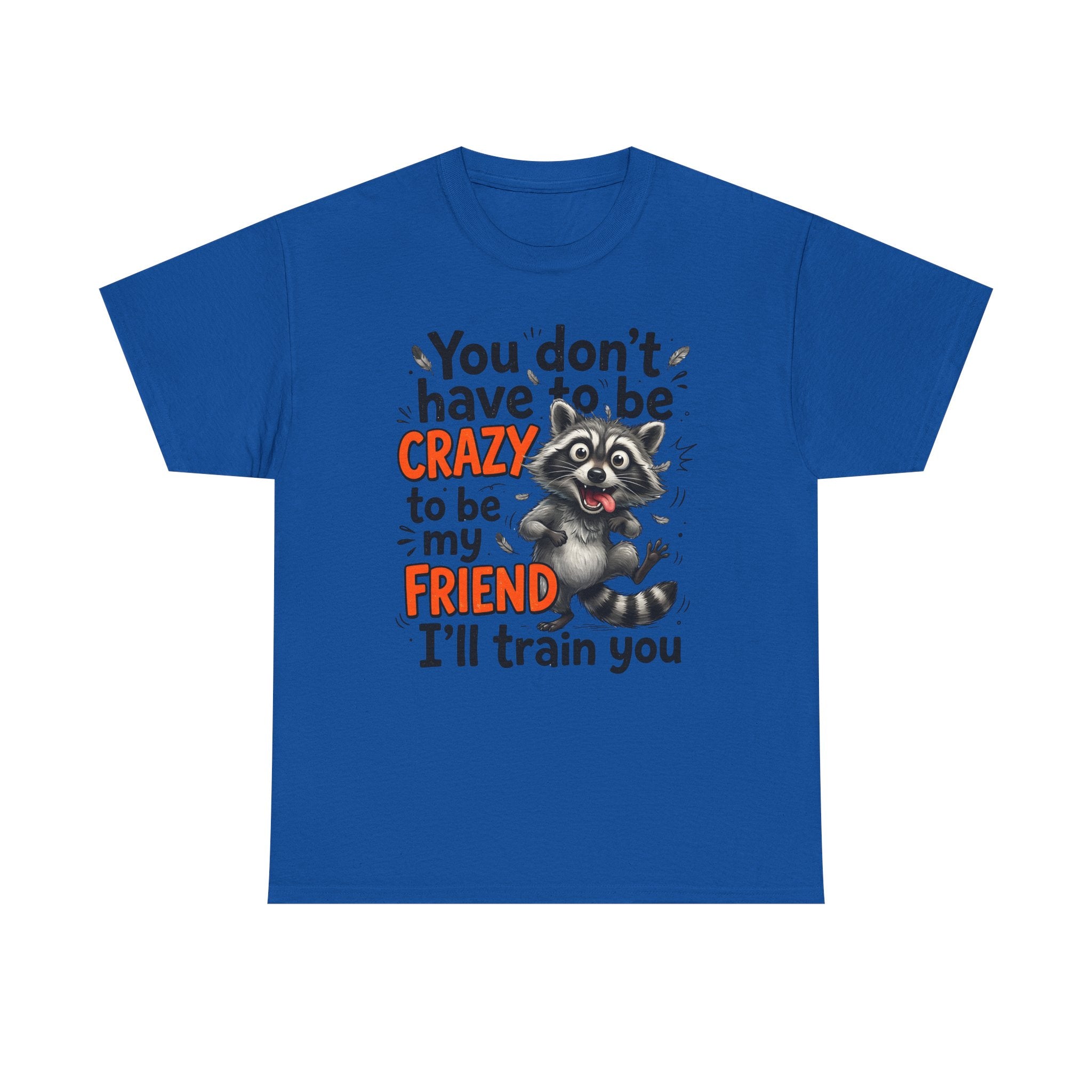 Raccoon Funny Friend T-Shirt – "You Don't Have to Be Crazy to Be My Friend, I'll Train You"