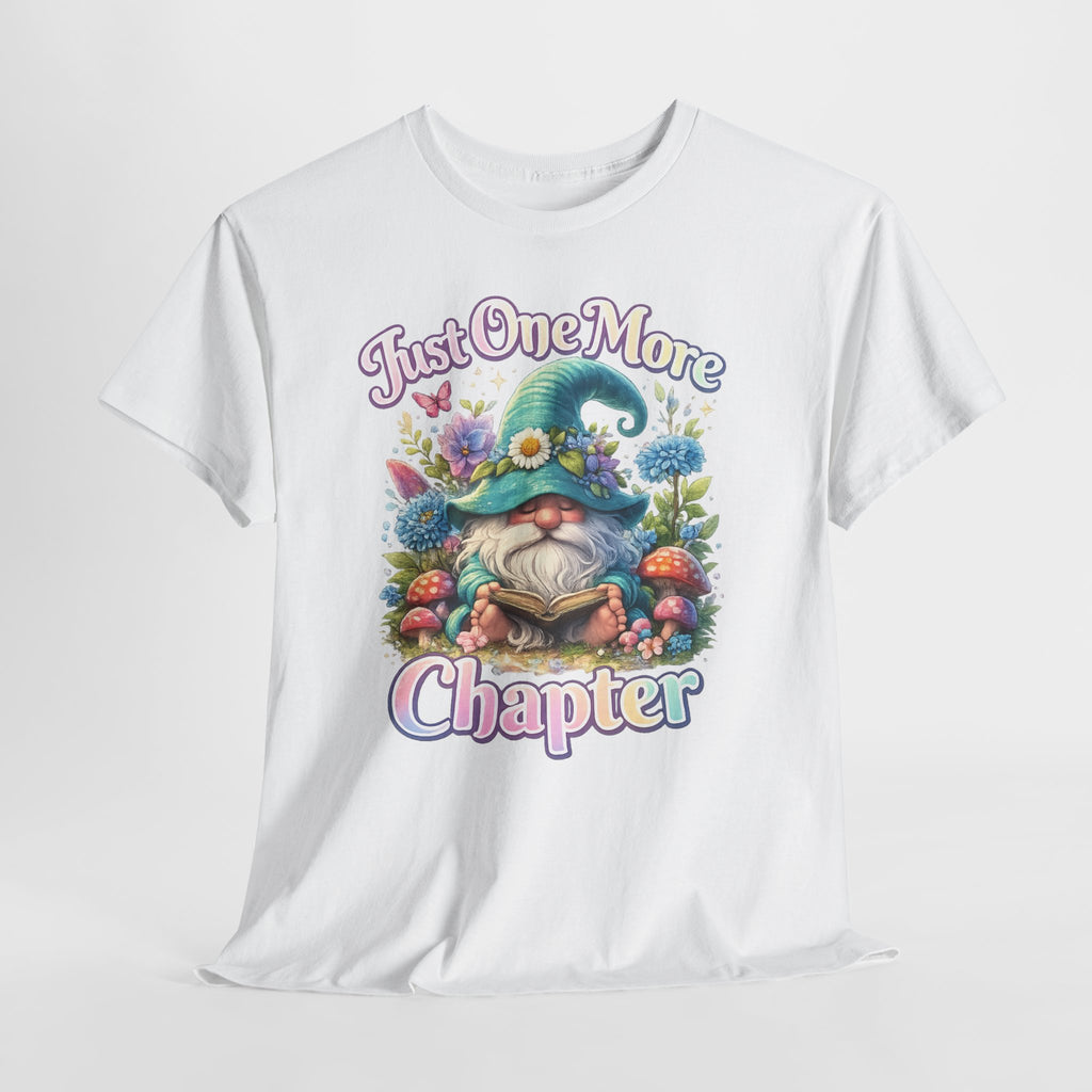 Just One More Chapter Shirt – Book Lover Gift, Cute Reading Gnome T-Shirt, Cozy Reader Tee, Bibliophile Gift, Teacher Gift