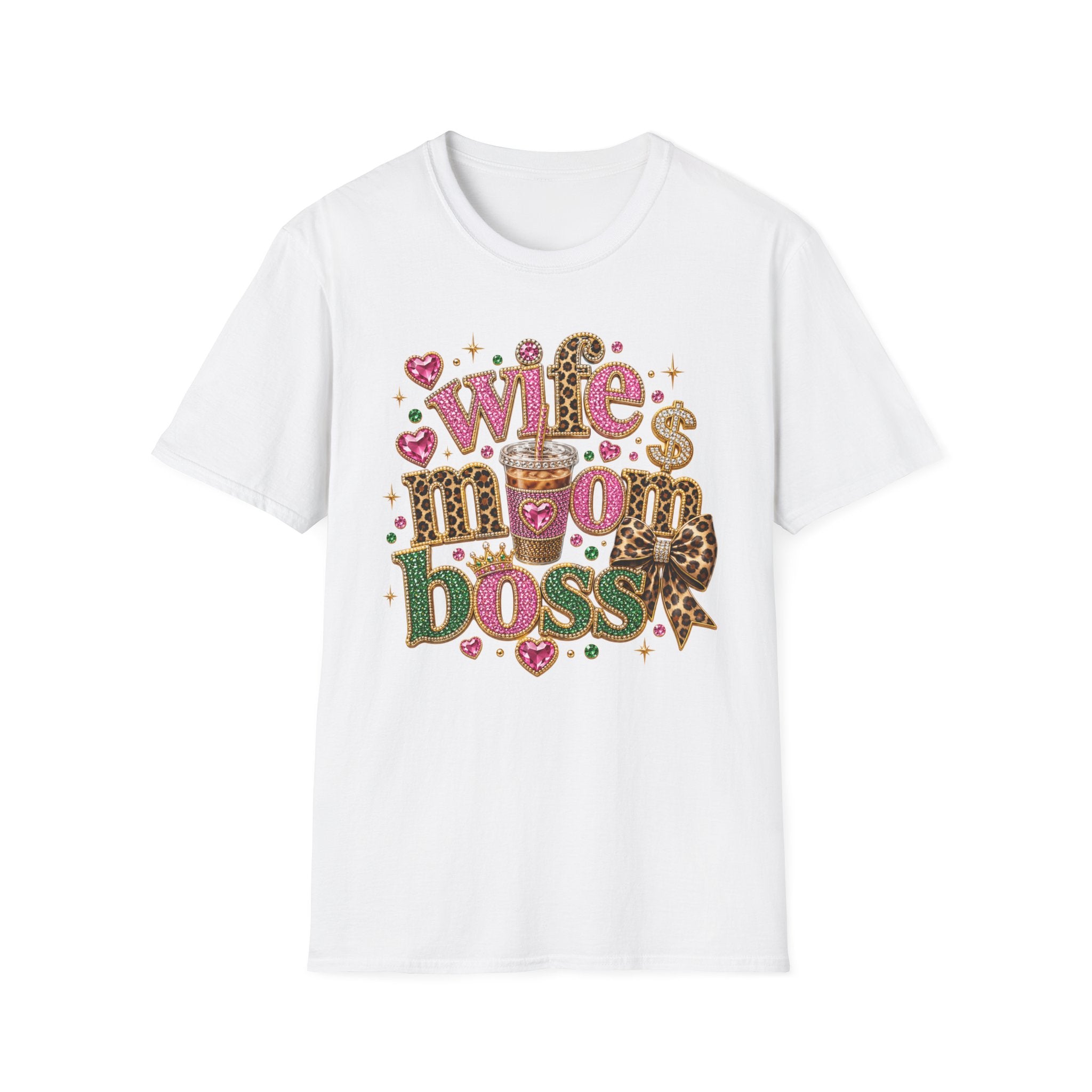 Wife Mom Boss Graphic T-Shirt — Leopard & Glitter Mom Life Tee