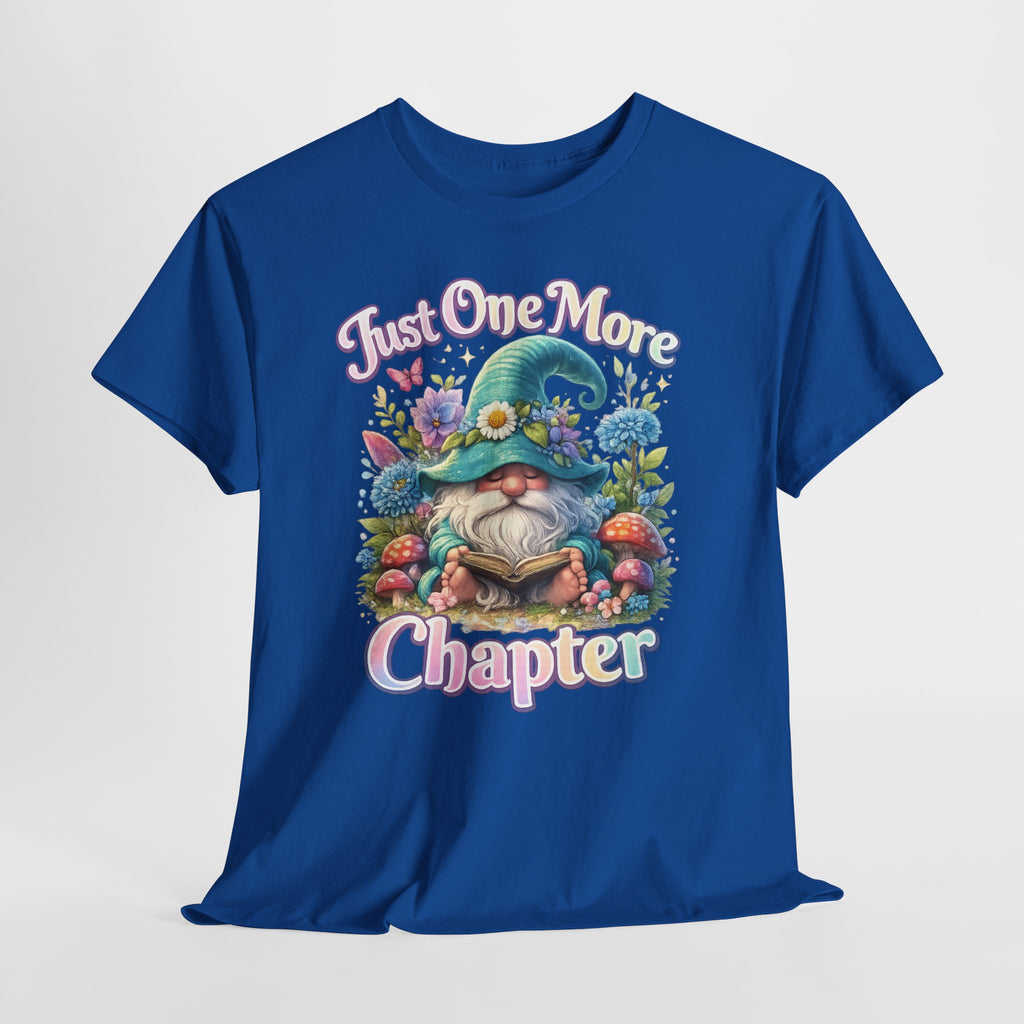 Just One More Chapter Shirt – Book Lover Gift, Cute Reading Gnome T-Shirt, Cozy Reader Tee, Bibliophile Gift, Teacher Gift
