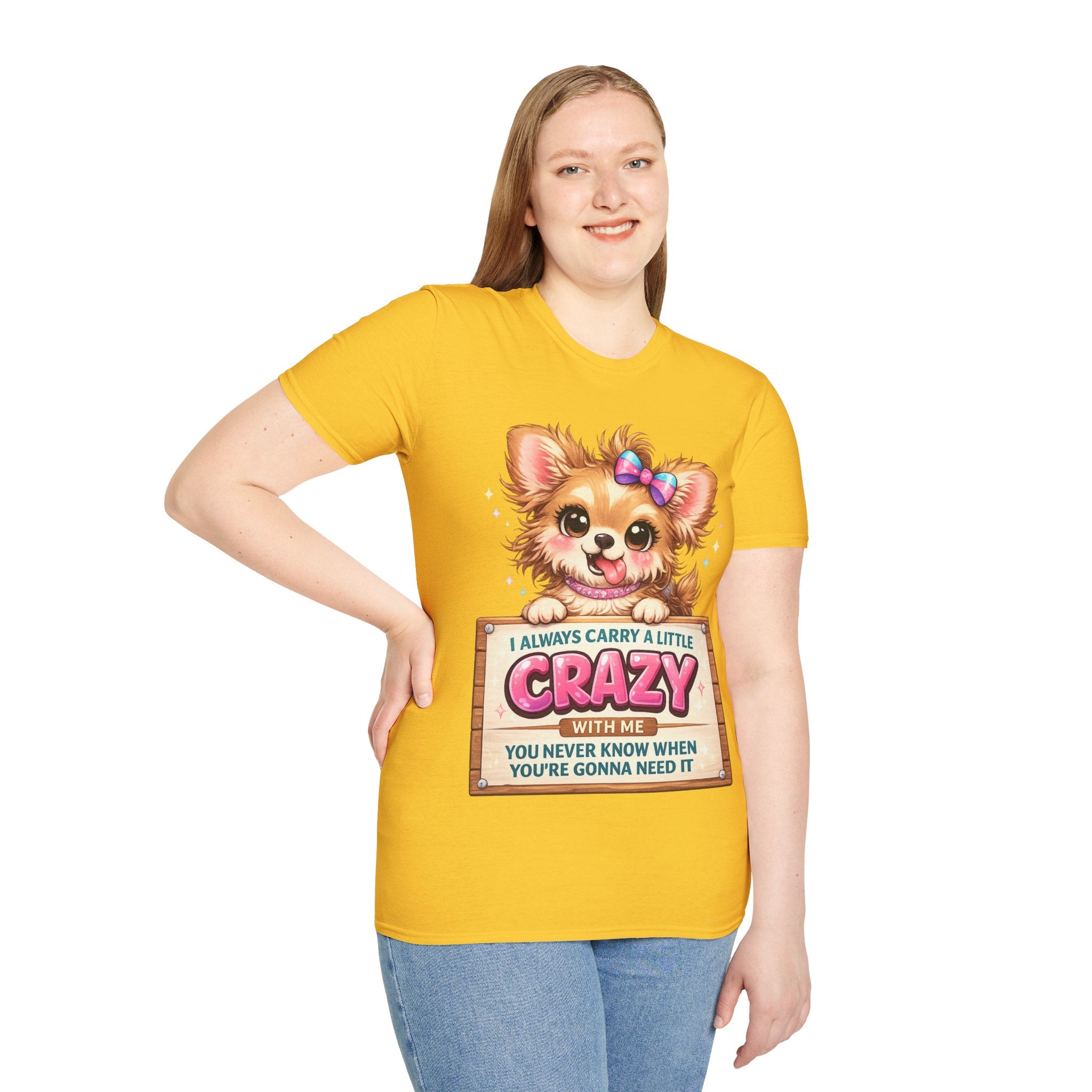 Funny Crazy Dog T-Shirt – Cute Chaos Shirt – Gift for Women Dog Lovers Unisex Softstyle T-Shirt