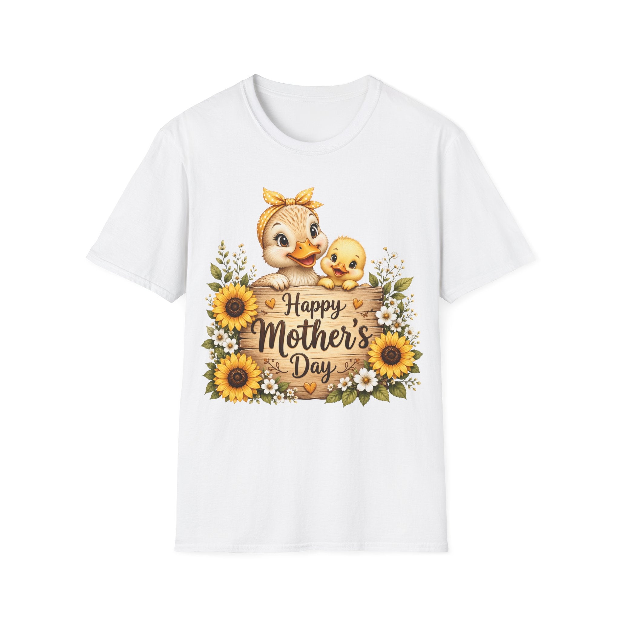 Mother’s Day Duck Mom T-Shirt — "Happy Mother’s Day" Sunflower Design
