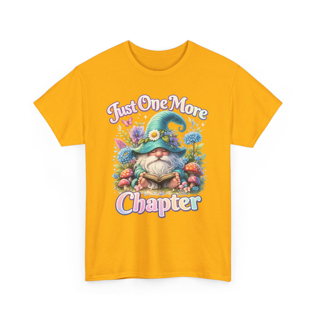 Just One More Chapter Shirt – Book Lover Gift, Cute Reading Gnome T-Shirt, Cozy Reader Tee, Bibliophile Gift, Teacher Gift