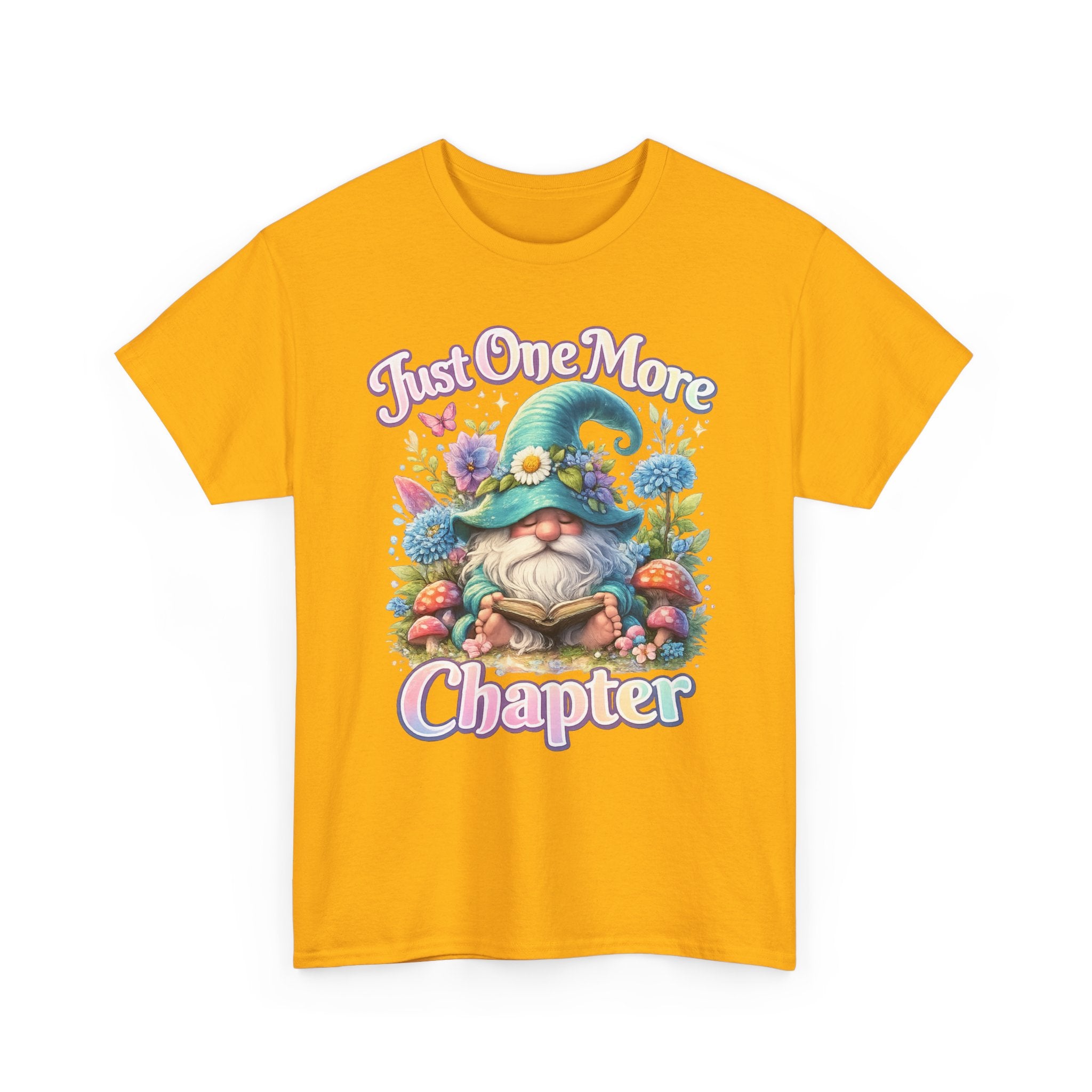 Just One More Chapter Shirt – Book Lover Gift, Cute Reading Gnome T-Shirt, Cozy Reader Tee, Bibliophile Gift, Teacher Gift