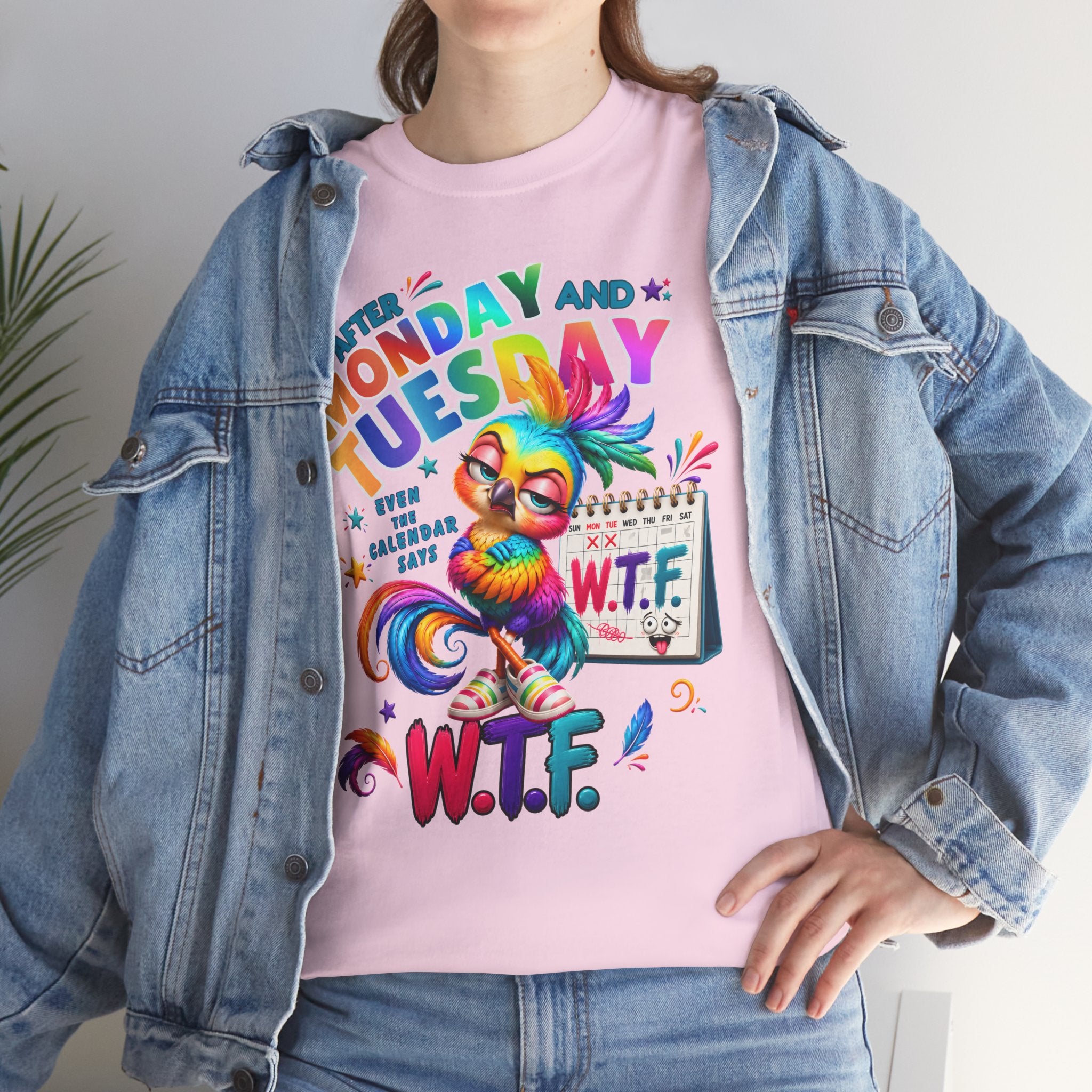 Monday and Tuesday WTF T‑Shirt — Funny Rainbow Sloth Graphic Tee