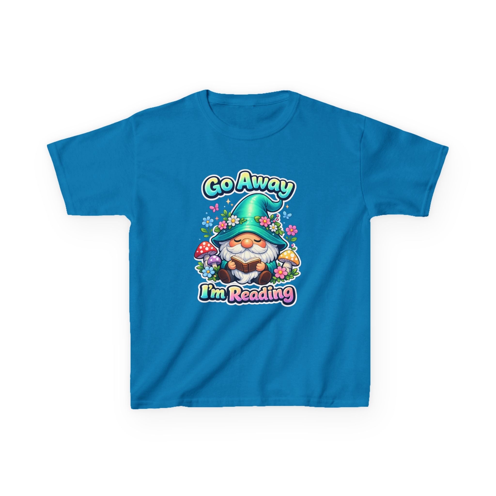 Kids Tee — "Go Away I'm Reading" Gnome Reading Shirt