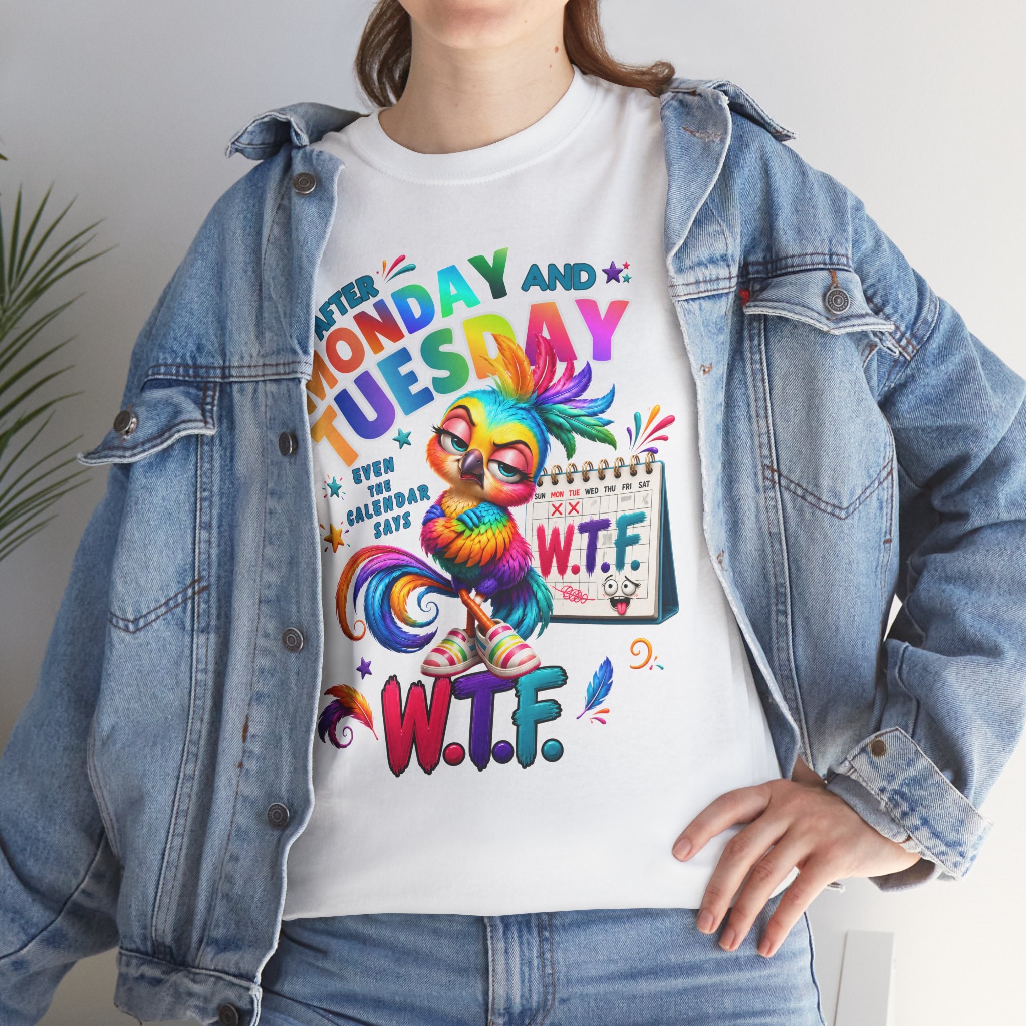 Monday and Tuesday WTF T‑Shirt — Funny Rainbow Sloth Graphic Tee